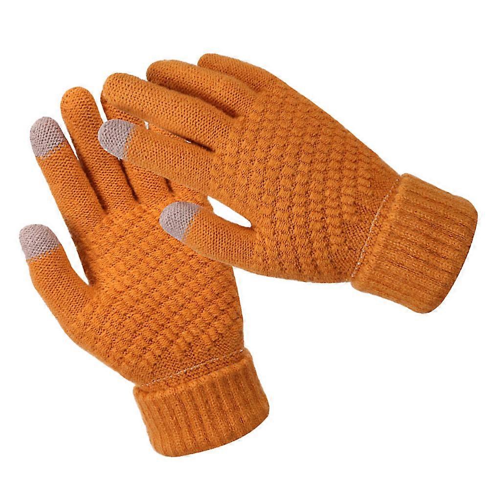 Unisex Knitted Gloves Touch Screen Function For Hiking Adult Winter Protection 21x8cm 2 Pair