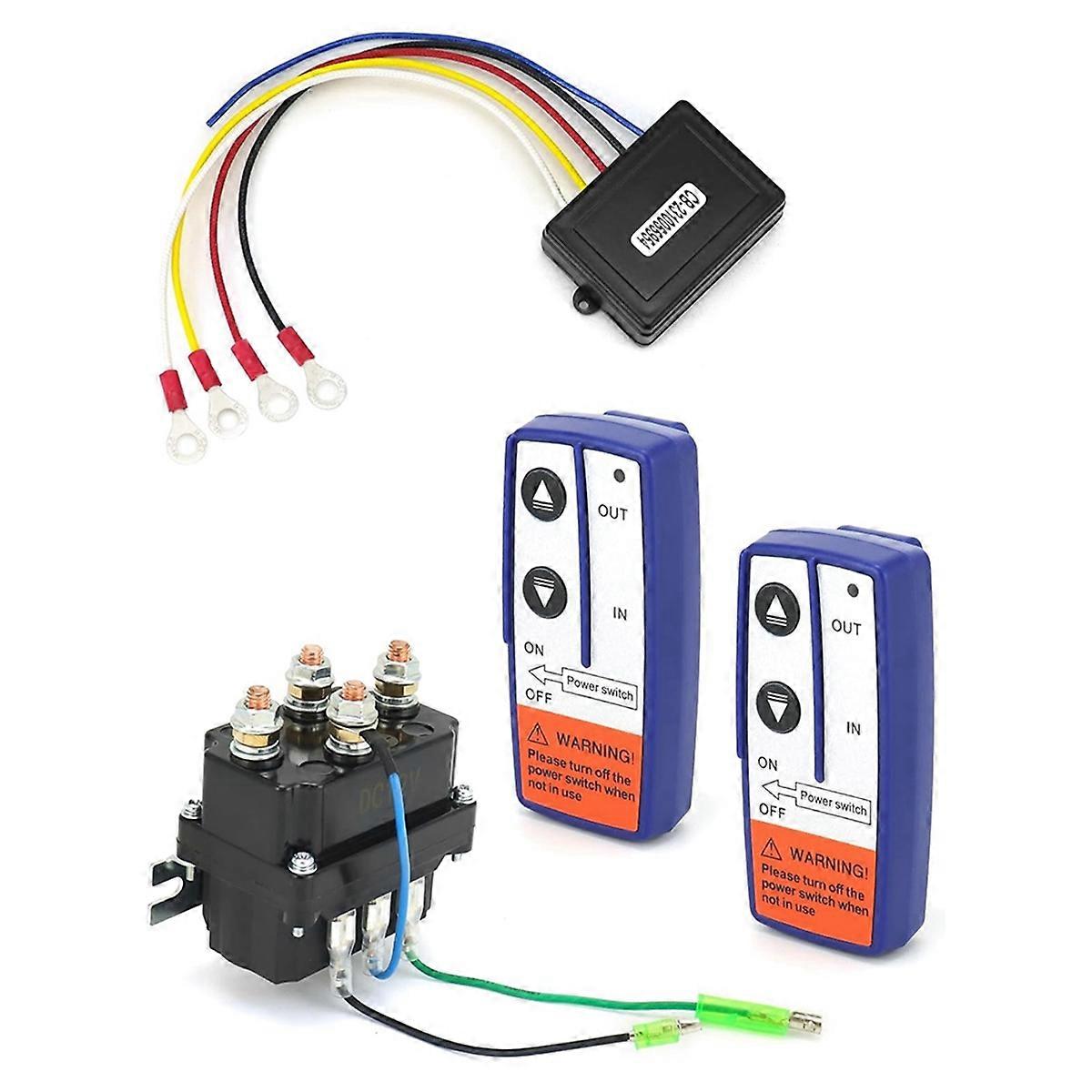 Wireless Remote Control Winch Kit - 12V, 250A, Waterproof, Solenoid Relay Contactor+ 2Pcs Wireless Winch Remote Control