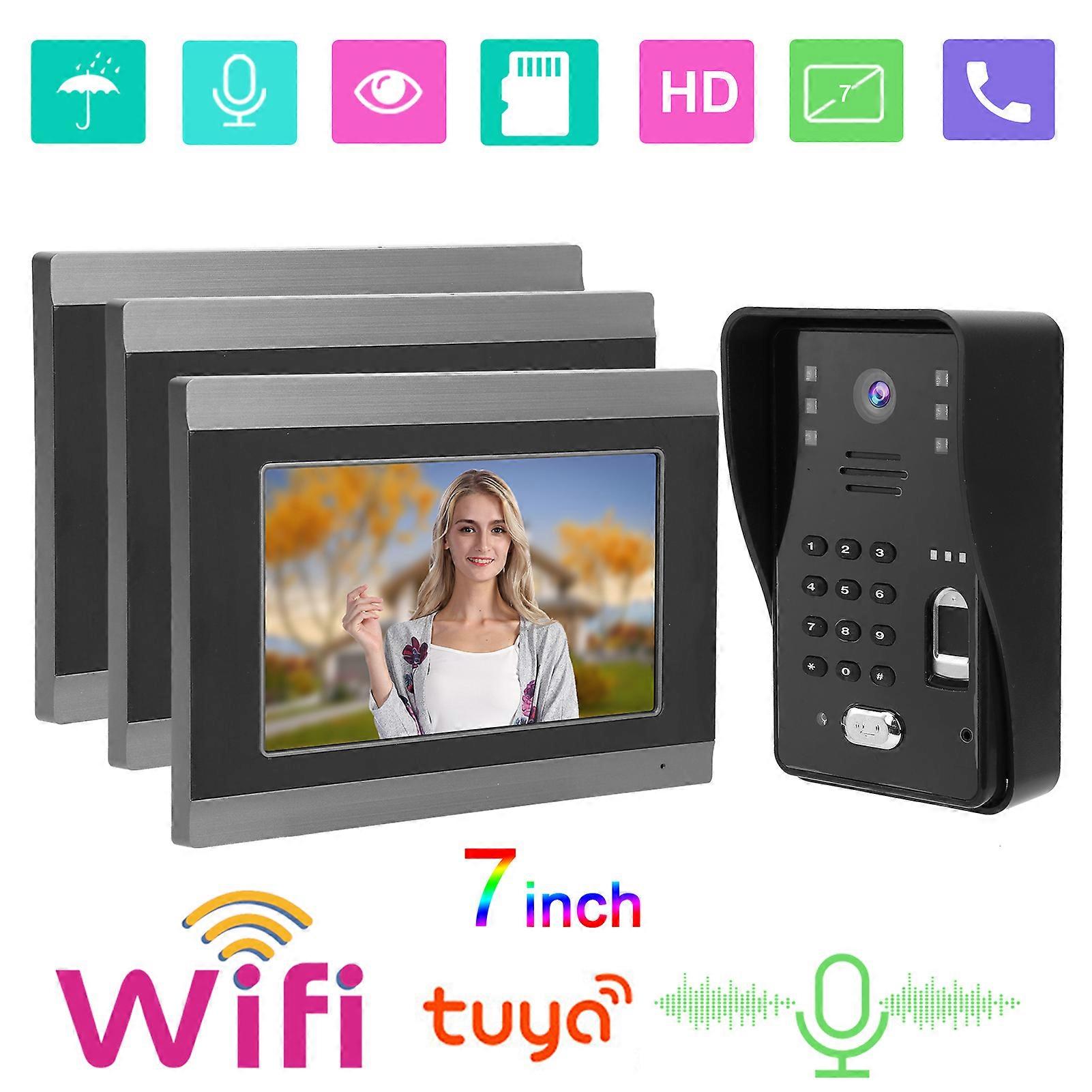 7in Wired Video Doorbell 3in1 Touchscreen with WiFi & Fingerprint Lock