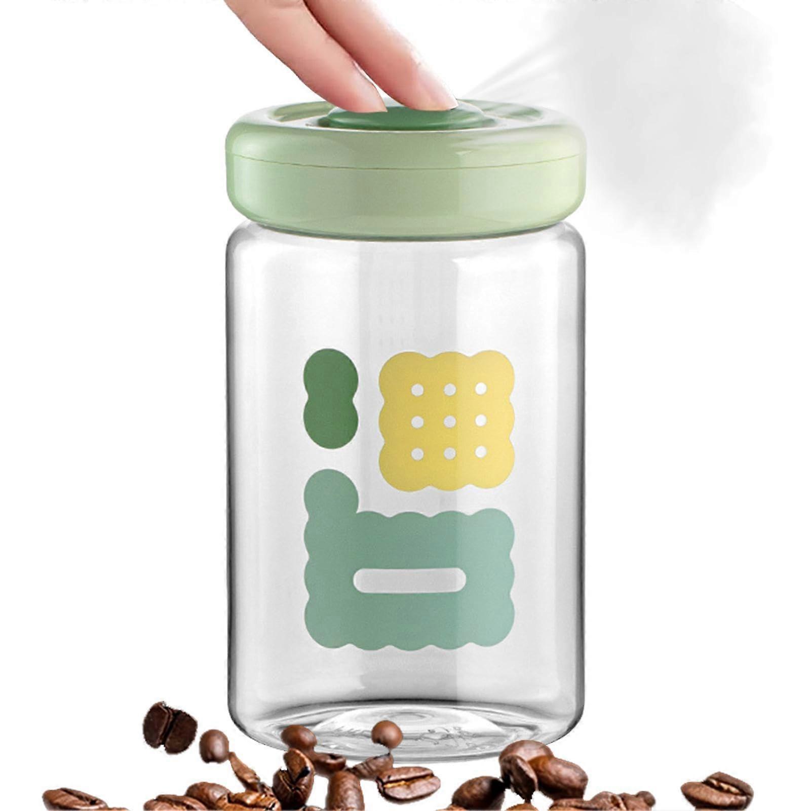 Dry Cereal Container FoodGrade PressType Bottle, Flour And Sugar Storage, Clear Lids, For Coffee Sugar, Green B