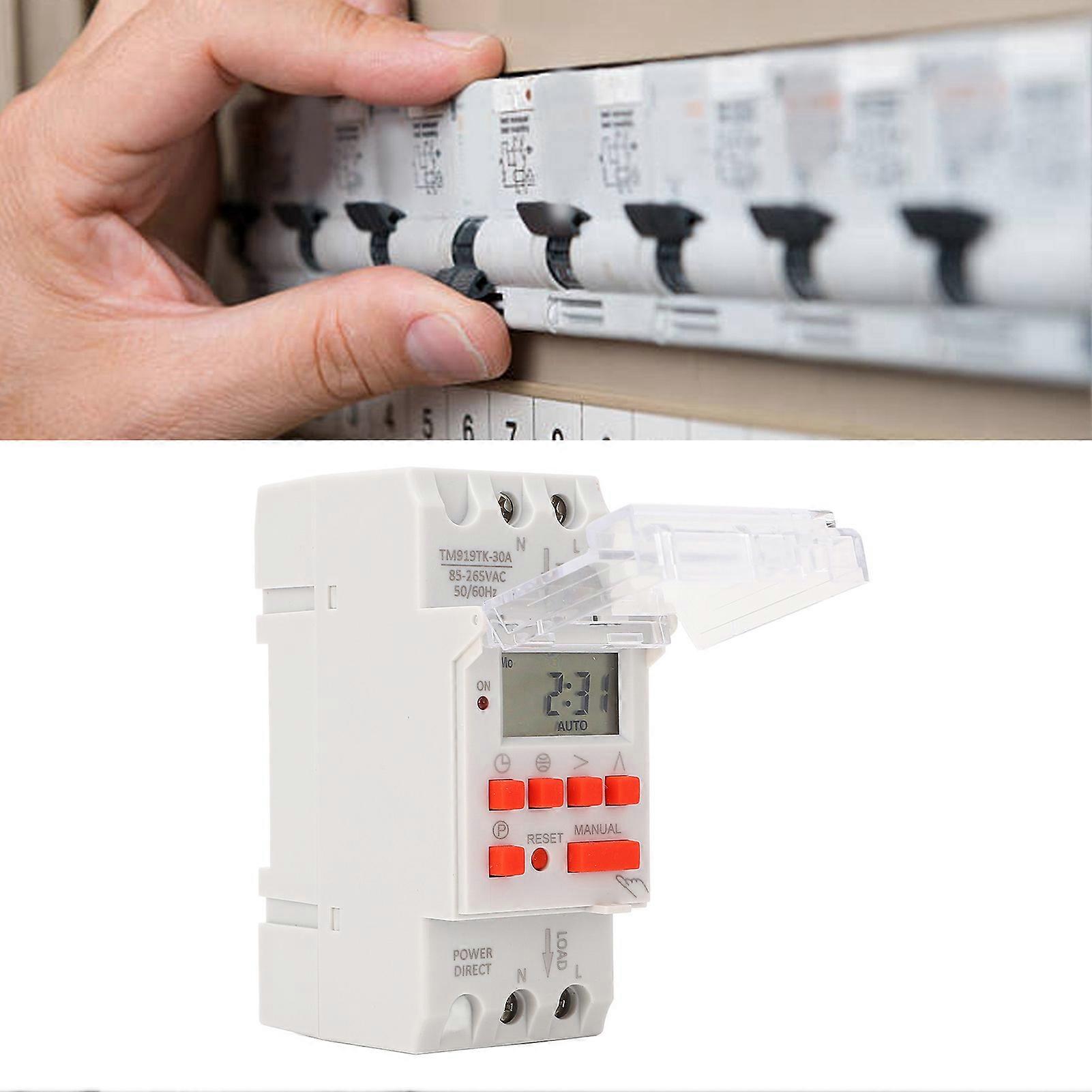 7 Days Programmable Timer Switch Digital LCD Display Electronic Countdown 24 Hours TM919TK-30A 