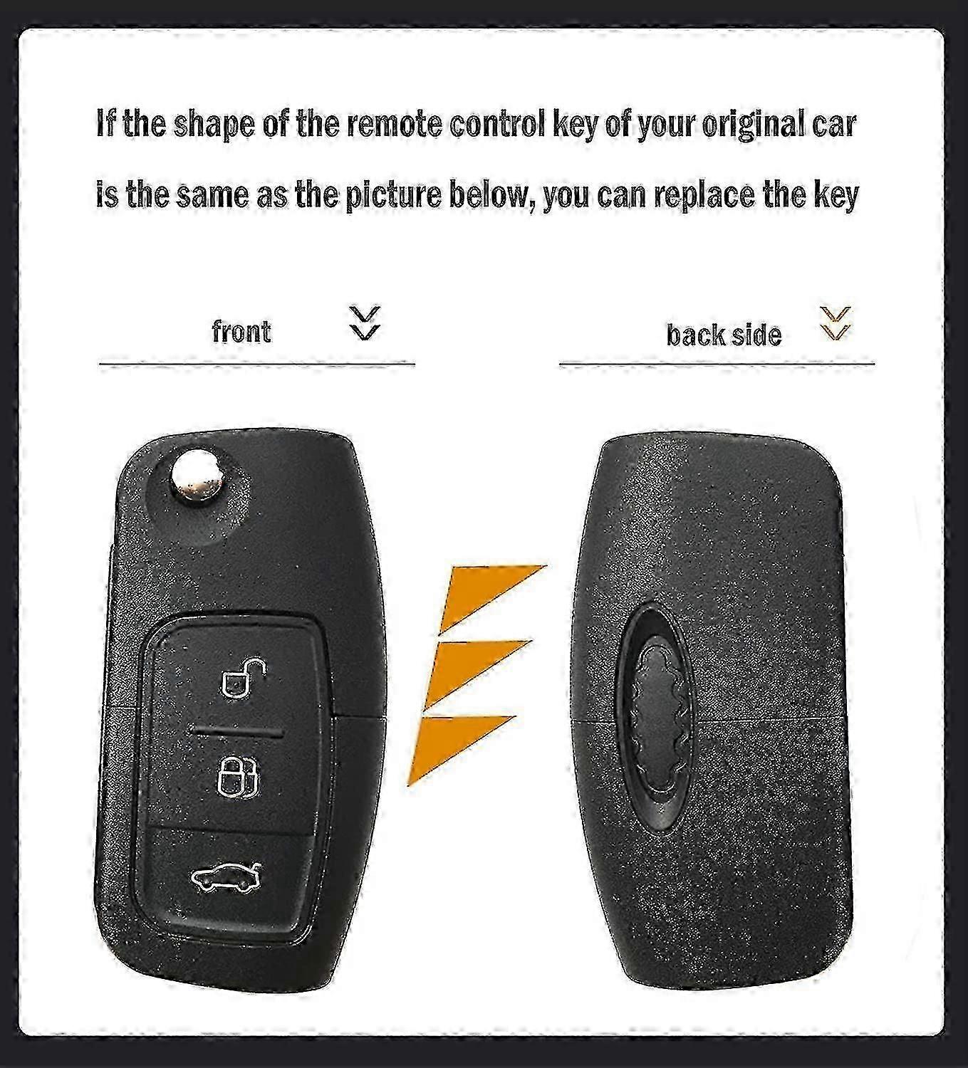 3 Button Flip Folding Remote Car Key Replacement For Ford Focus Fiesta C-Max S-Max Kuga Mondeo Mk4 Galaxy (Uncut Key Blade)