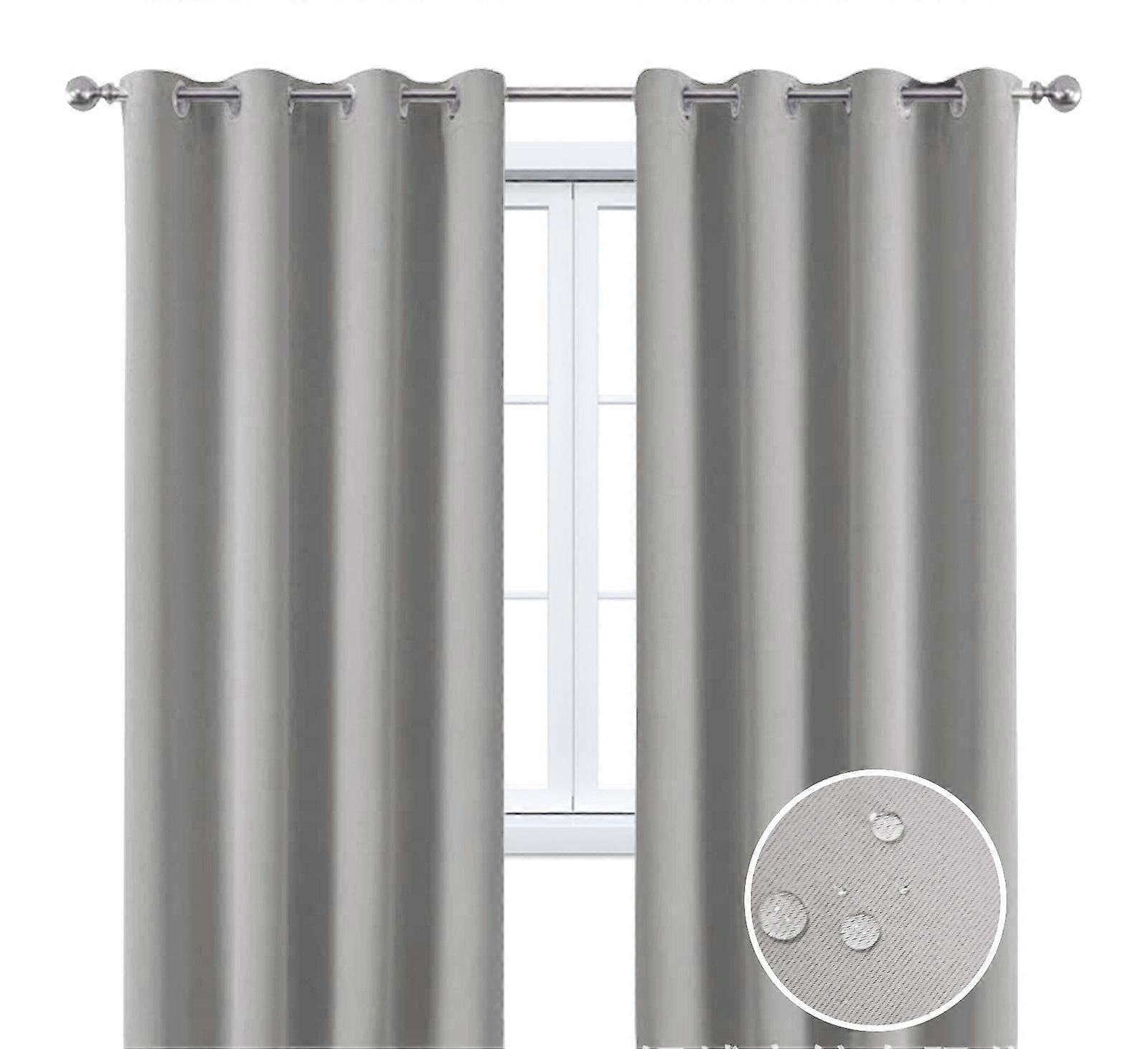 2 Pieces Solid Indoor/outdoor Light Filtering,waterproof Grommet Top Curtain Panel,dove