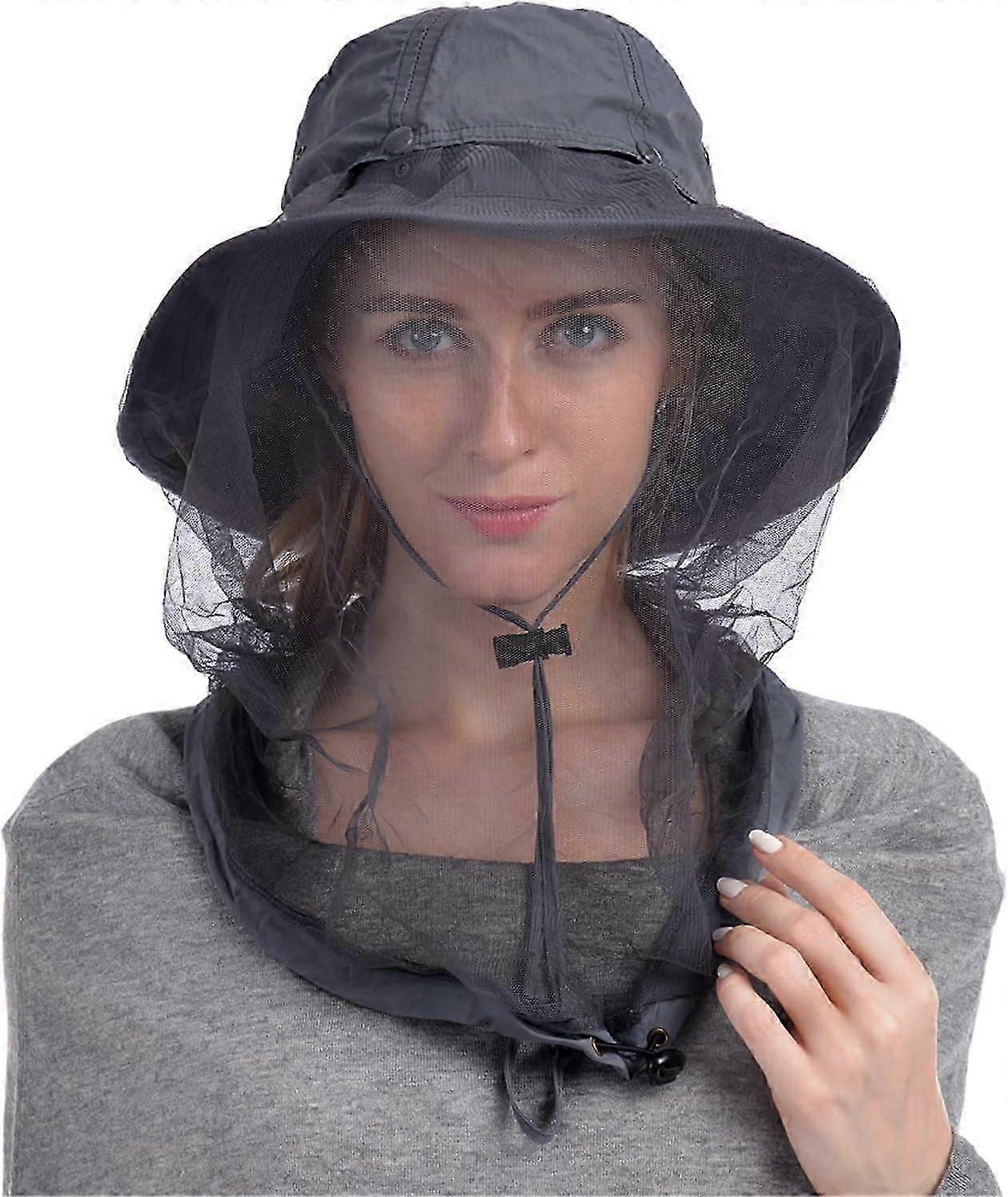 Mosquito Head Net Hat, Safari Hat Sun Hat Bucket Hat with Hidden Net Mesh Protection from Insect Bug Bee Mosquito Gnats