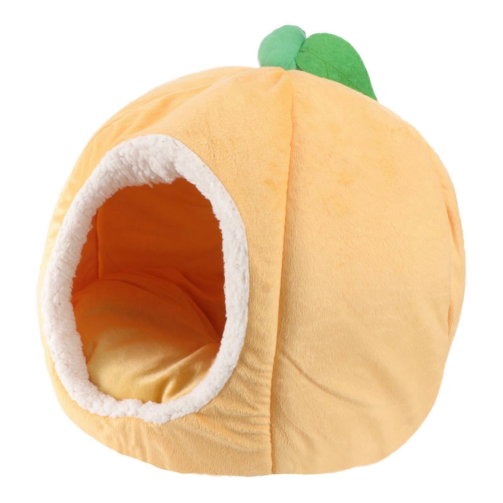 Dog House Bed Warm Sleep Function with 1Pcs Orange Design Cushion Pad