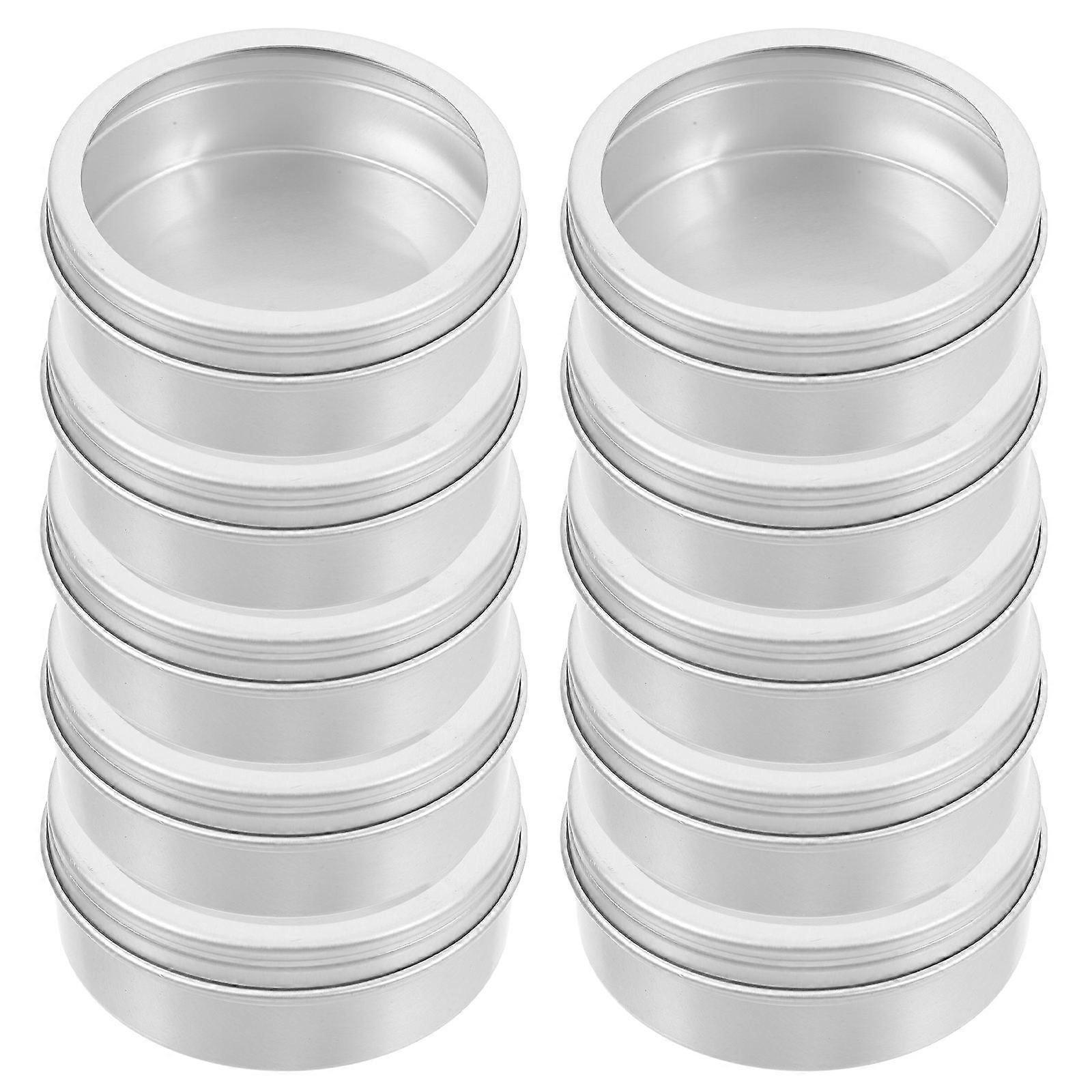 Coffee and Tea Canisters Round Storage Containers for Office Use Silver Aluminum with Moisture-Proof Lid 10Pcs