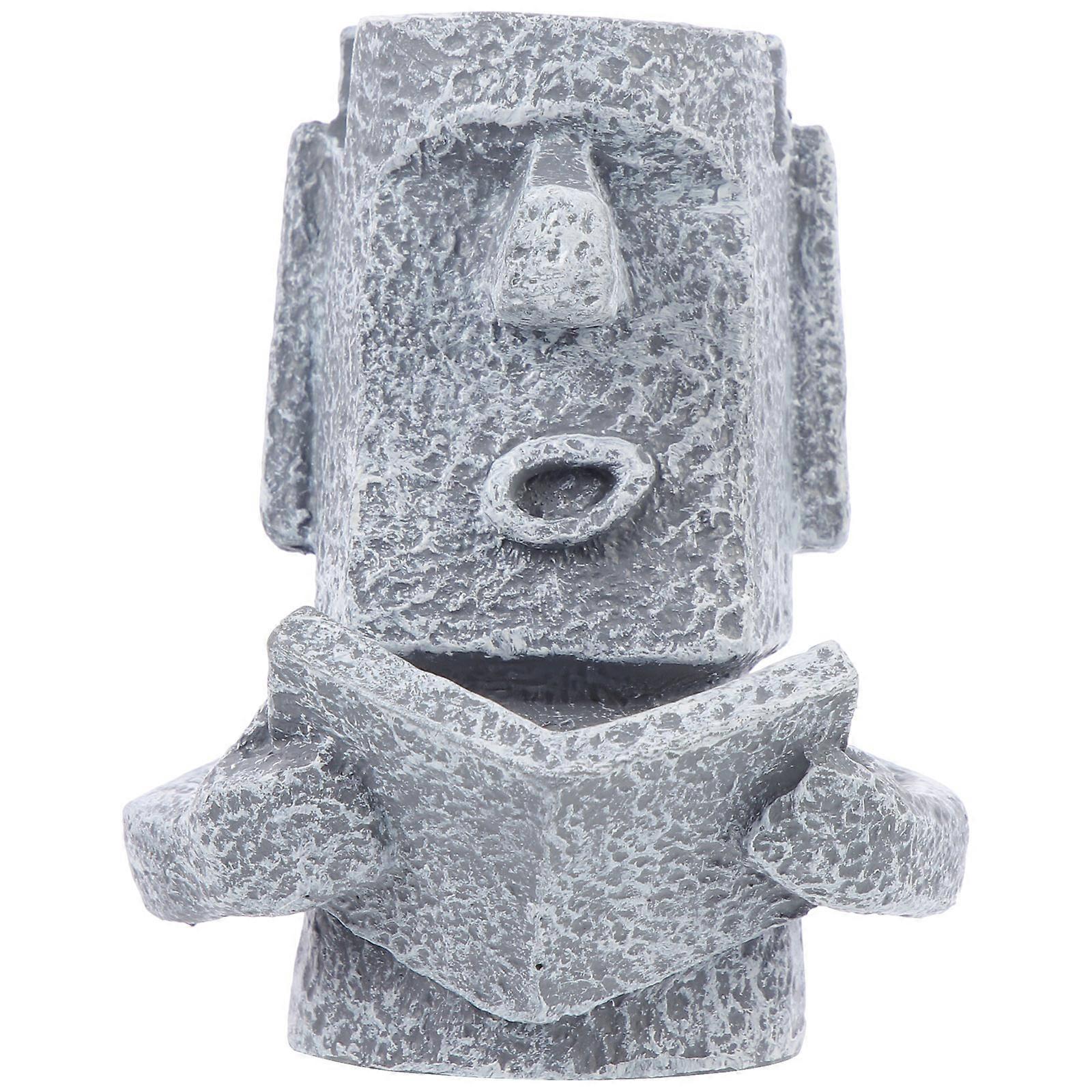 Resin Moai Statue Glasses Holder for Storage Use 1 Piece Desktop Ornament