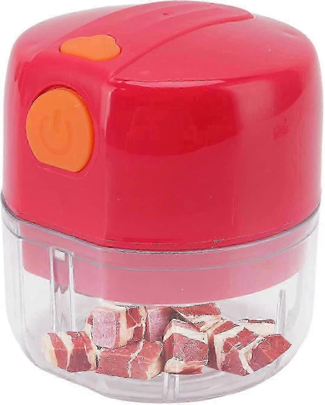 Mini Cordless Electric Garlic Chopper Mini Food Processor Crusher Crusher Usb Charging Portable Red Dual Blade Cutter