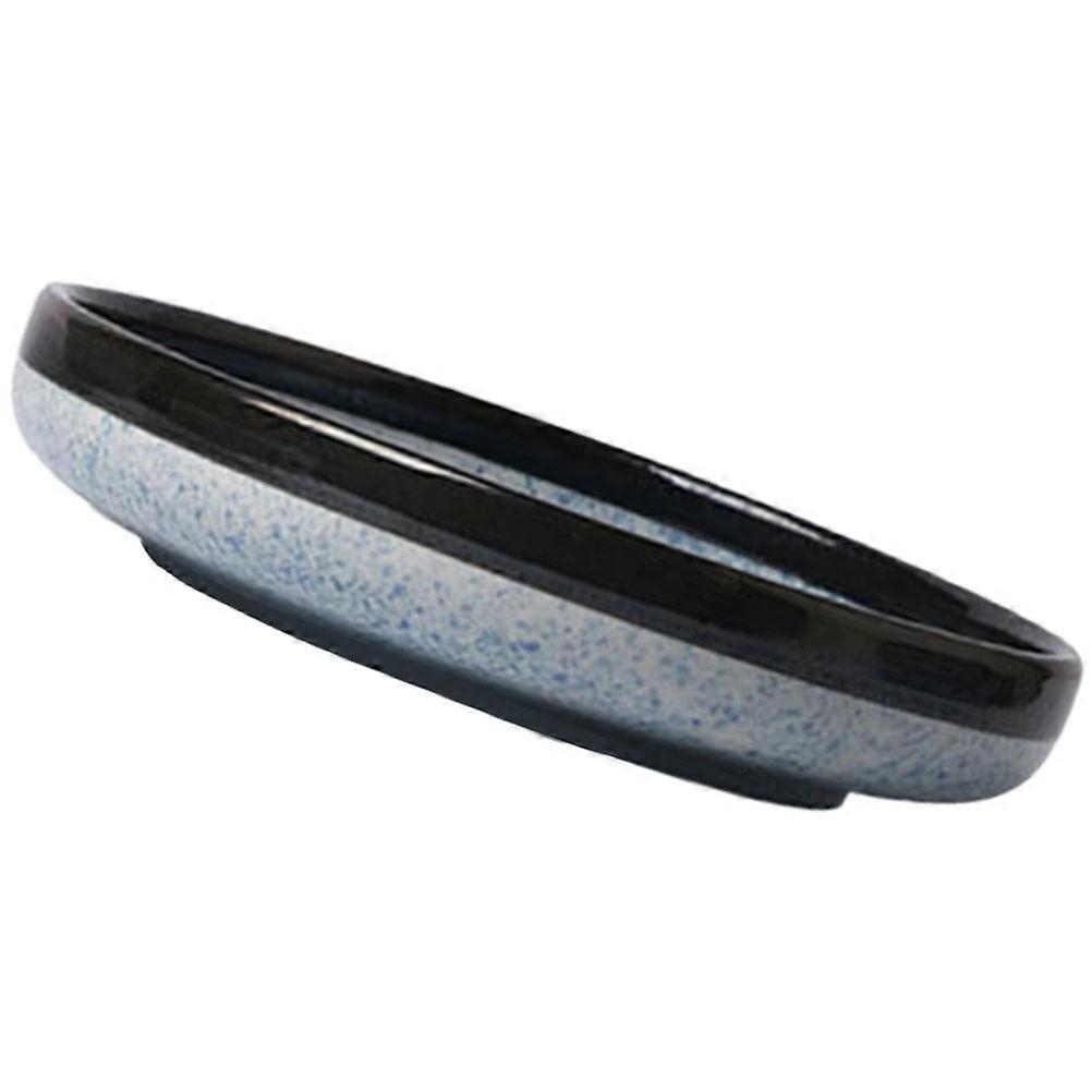 3Pcs Blue Ceramic Dinner Plates Japanese Style Vintage Food Plates Suitable For Housewarming And Outdoor BBQ Events