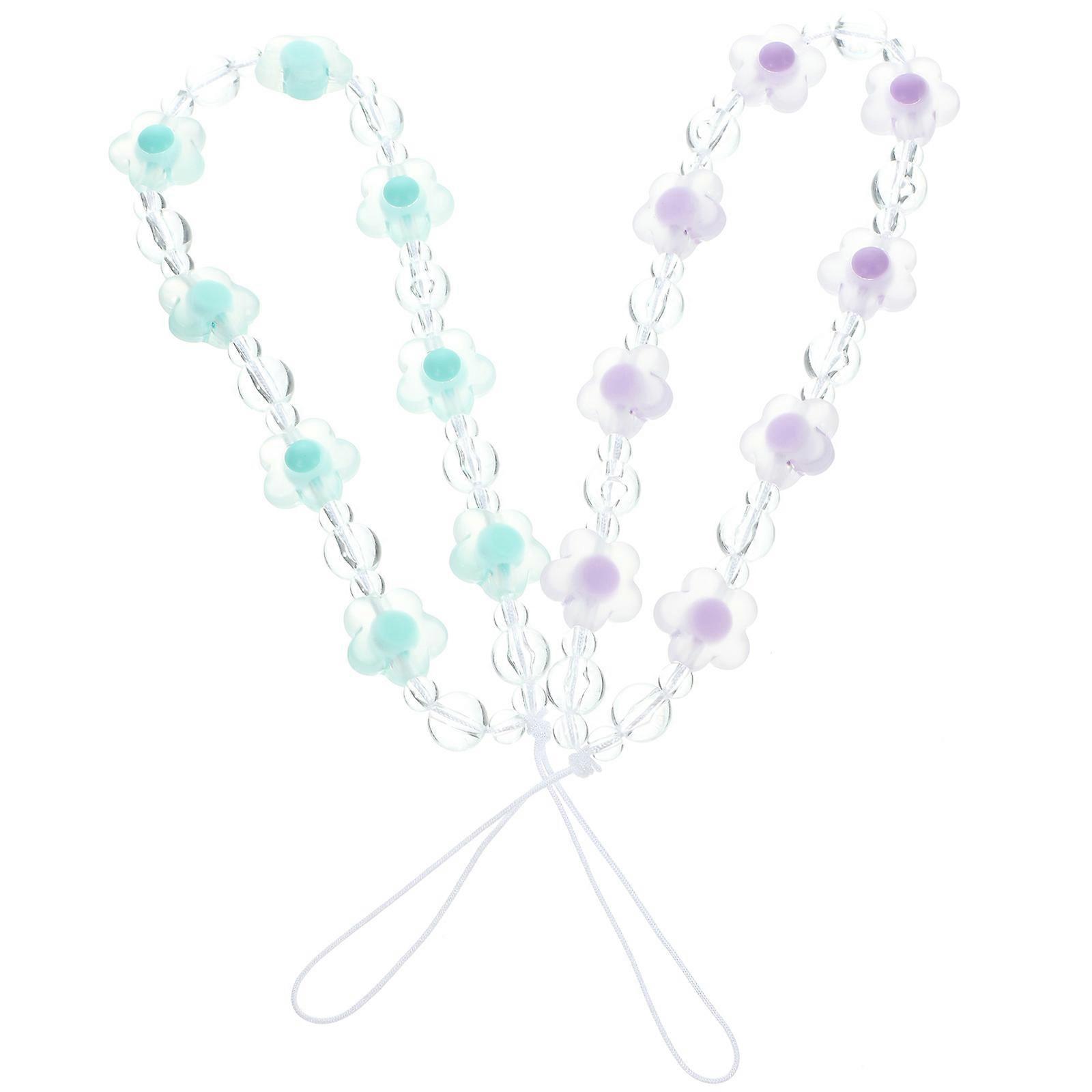 2Pcs Phone Charm Straps Anti-Lost Phone Strap Flower Beaded Lanyards for Mobile Phones and Cameras Assorted Color Device Security