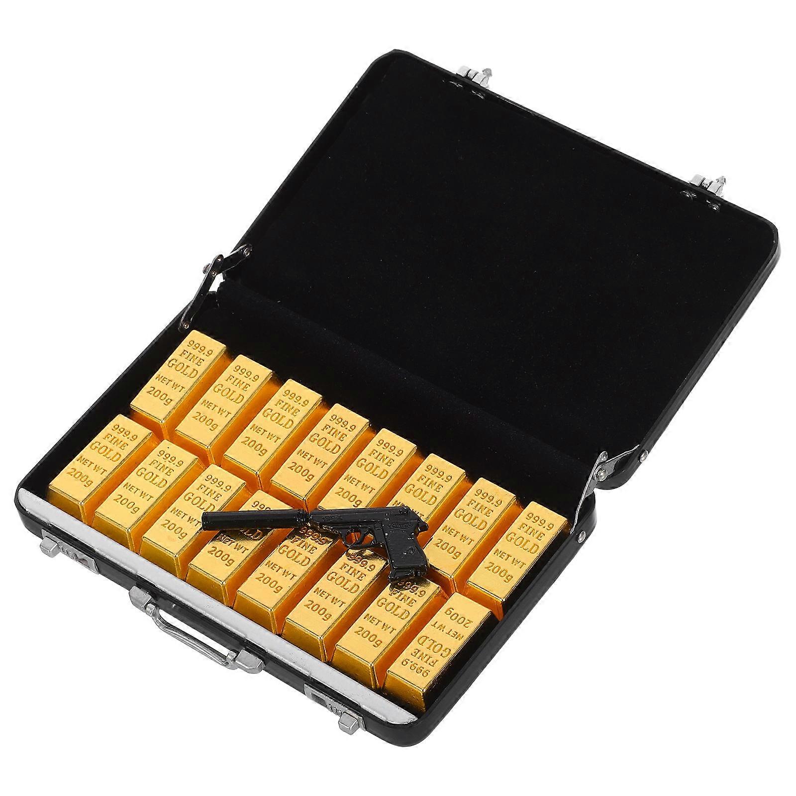 Mini Golden Bricks Doll House Ornament for Decoration 5Sets Miniature Suitcase Model