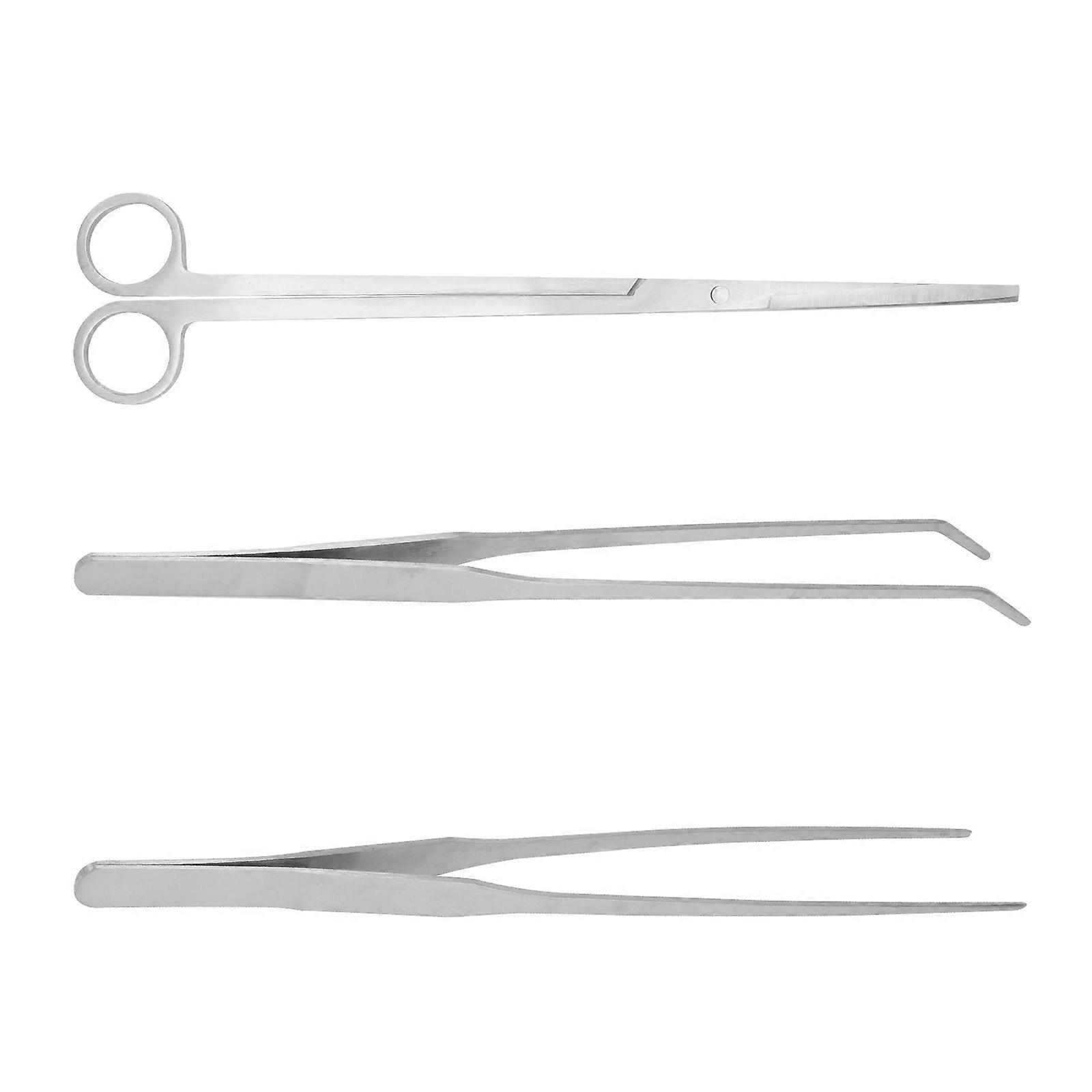 Silver Aquarium Tool Set for Aquatic Plant Maintenance 2Pcs