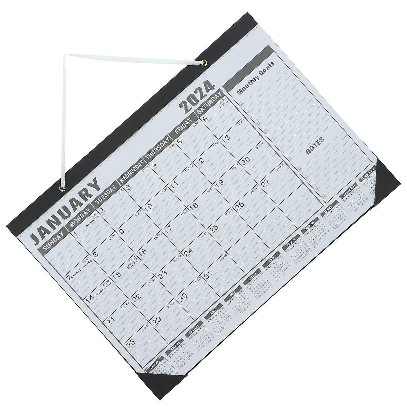 Countdown Calendar Hanging Calendar For Office Home Use White Rectangular 2024-2025 Time Management 2Pcs