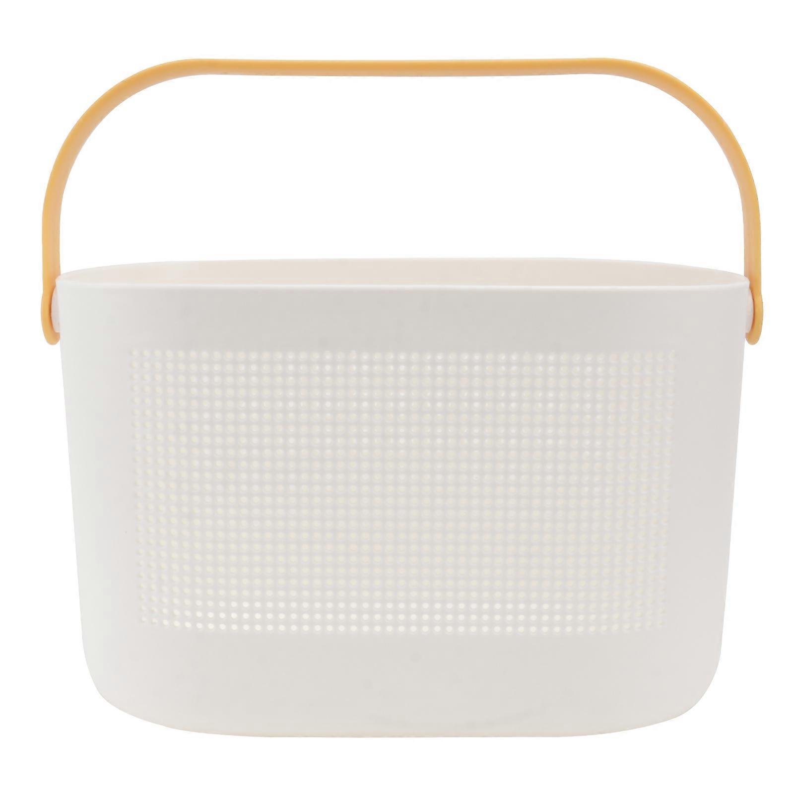 Toiletries Basket Small Plastic With Handle Home Organization 30x19cm Hollow-out Design Draining Function 1Pc