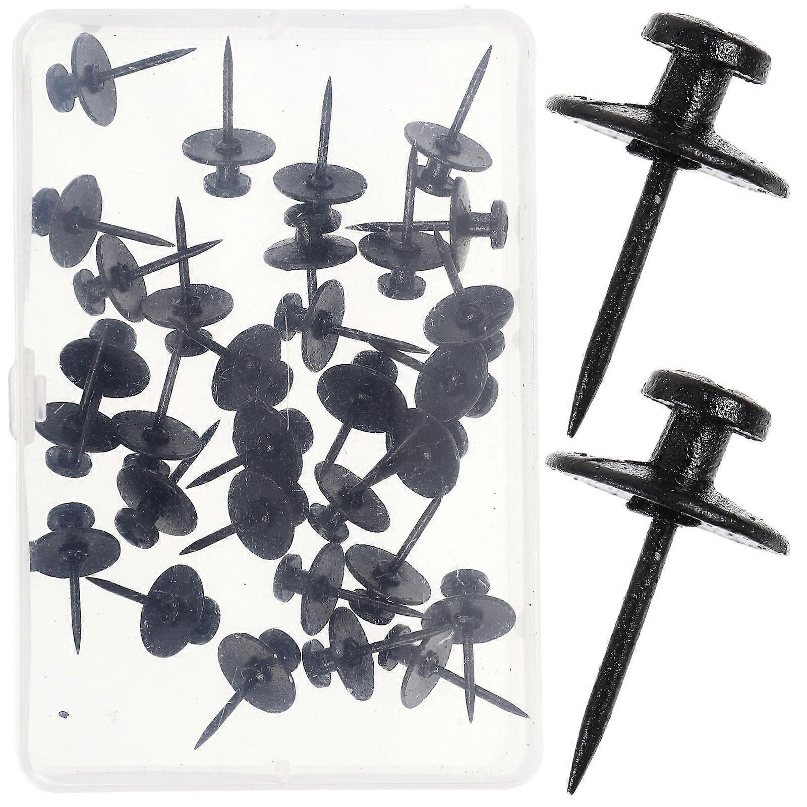 60 Pcs Flat Head Tacks For Marking Maps Photo Walls Office Home School Metal