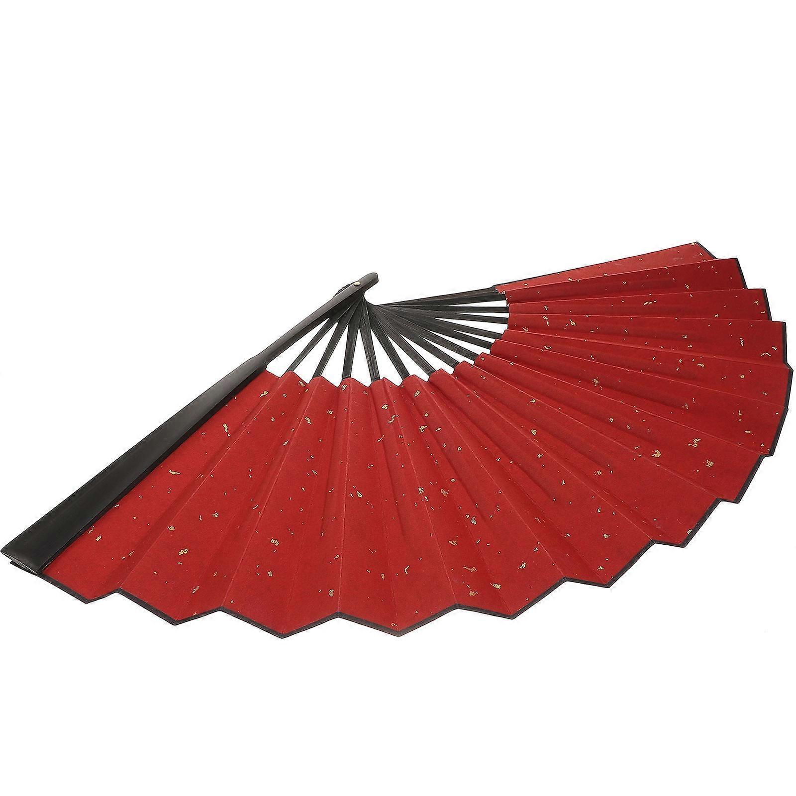 Chinese Folding Fan for Party Dance 5Pcs Handheld Dark Red Elegant Design