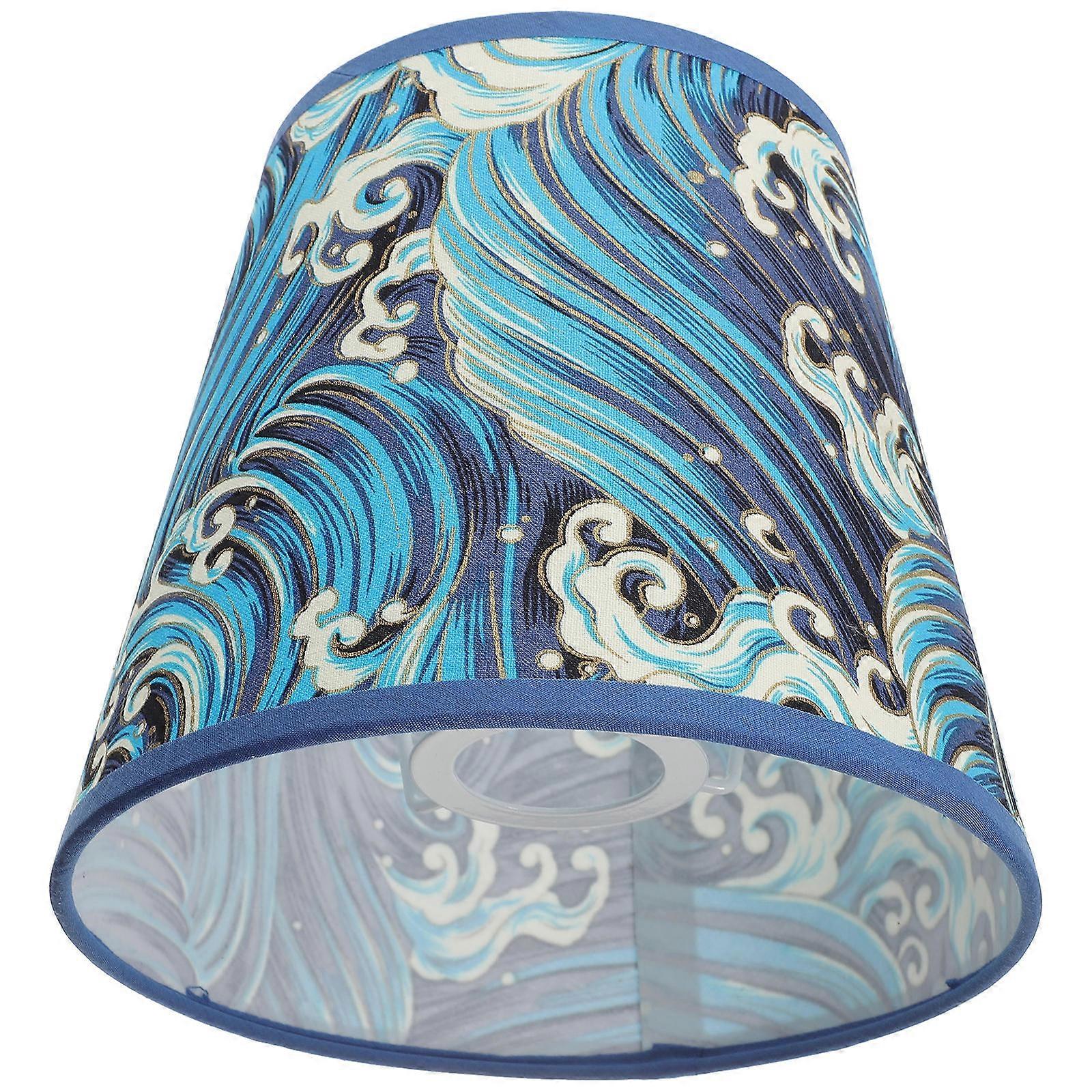 Indoor Lamp Shade Fabric Sea Wave Pattern Eye Protection Decorative Desk Lamp Cover 1Pack
