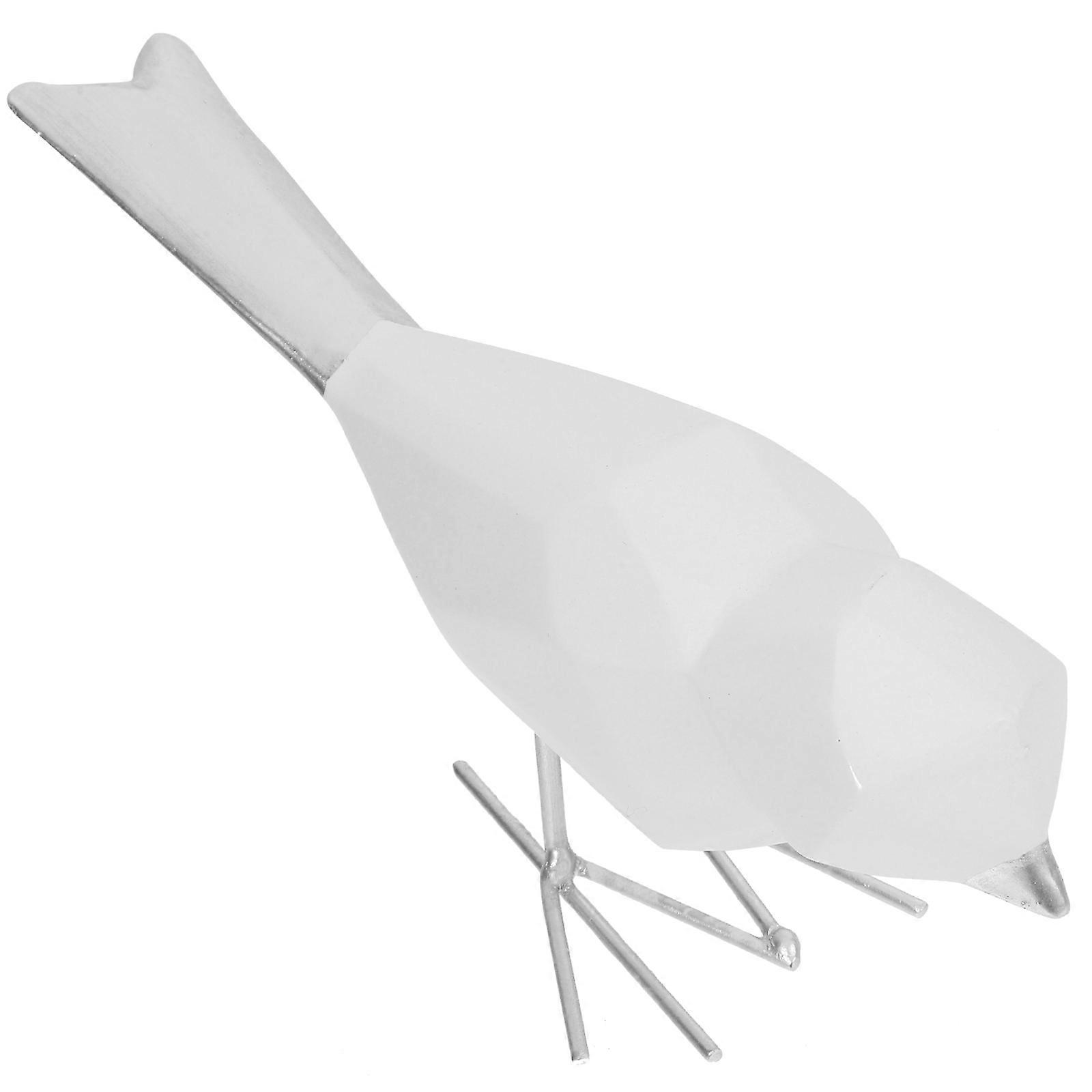 Bird Figurine White Resin Craft Decorative Ornament 2Pcs for Home