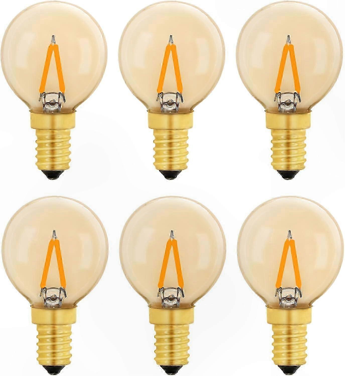 E14 LED Bulb 1W Amber Edison Style, Warm White 2200K, Pack of 6