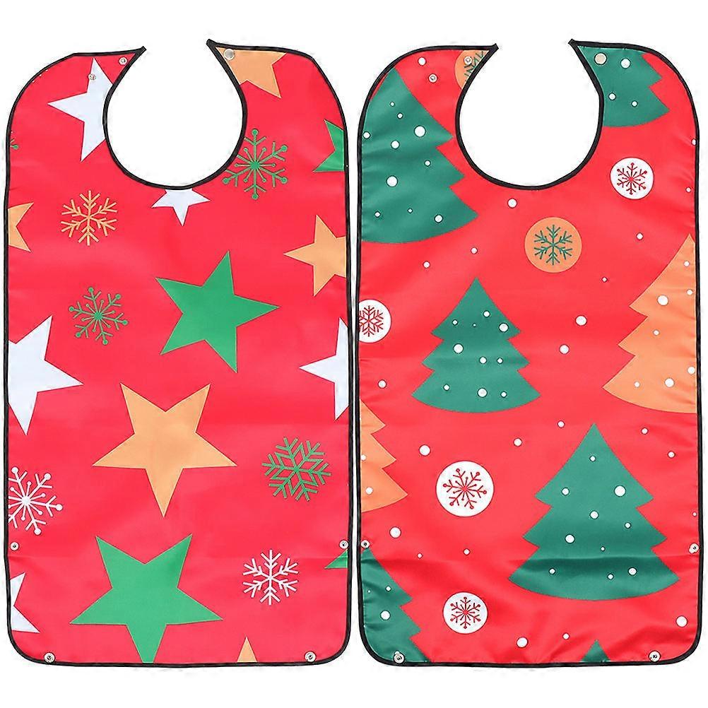 Adult Bib Christmas Pattern for 2Pcs Adjustable Red Polyester Bib
