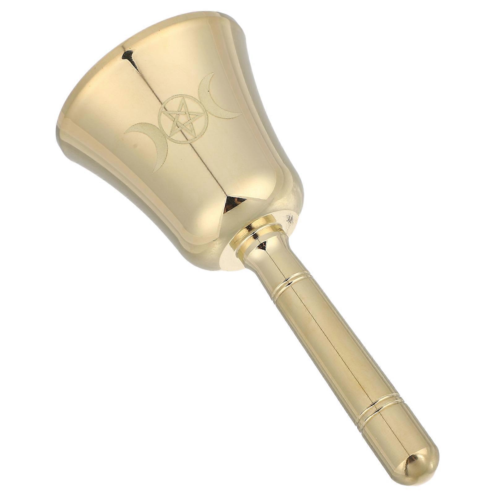 Golden Brass Hand Bell for 5Pcs Triple Moon Phase Altar Pendulum Use