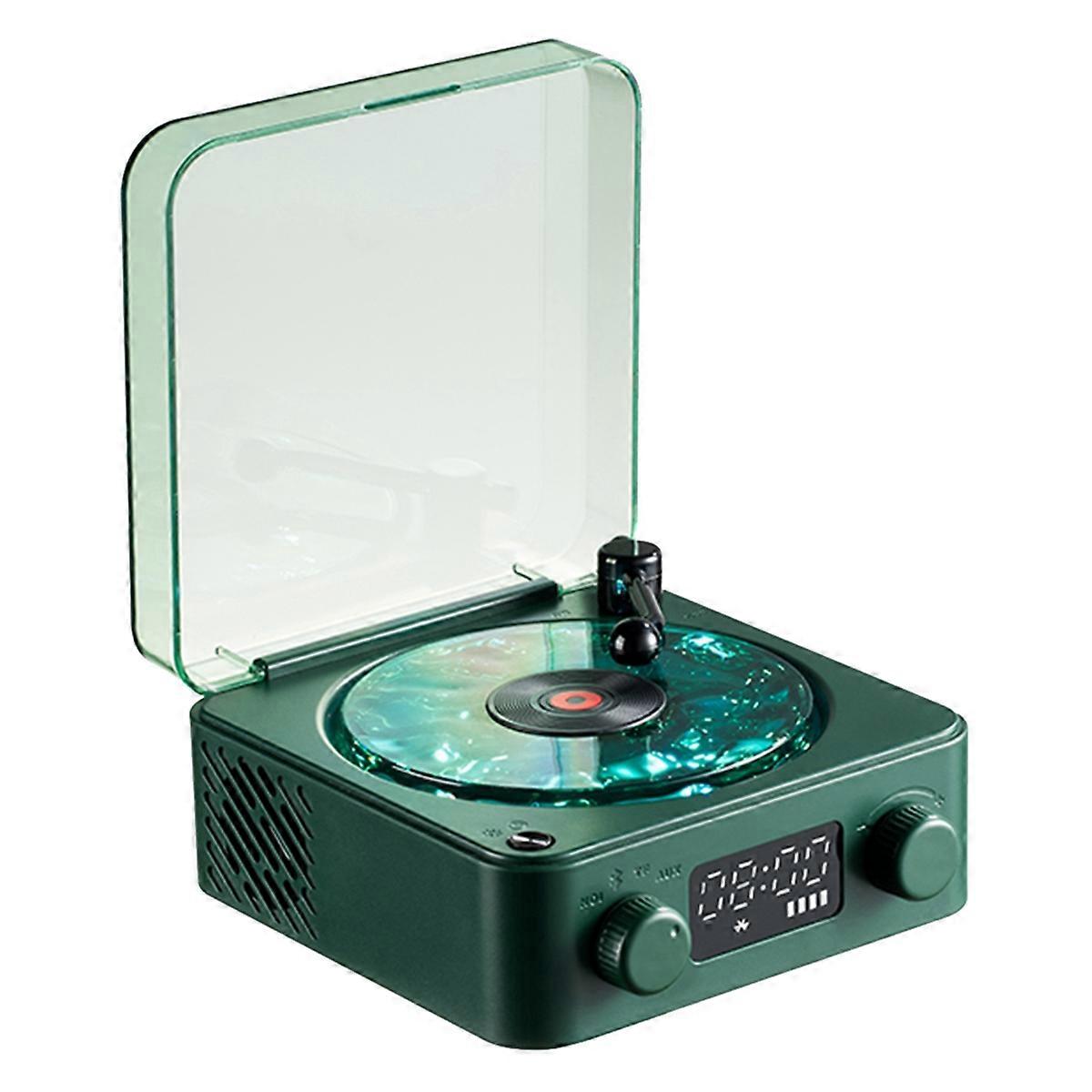 Waves Vintage Vinyl Record Bluetooth Speaker with RGB Ambient Lights,Retro Turntable Design Speaker