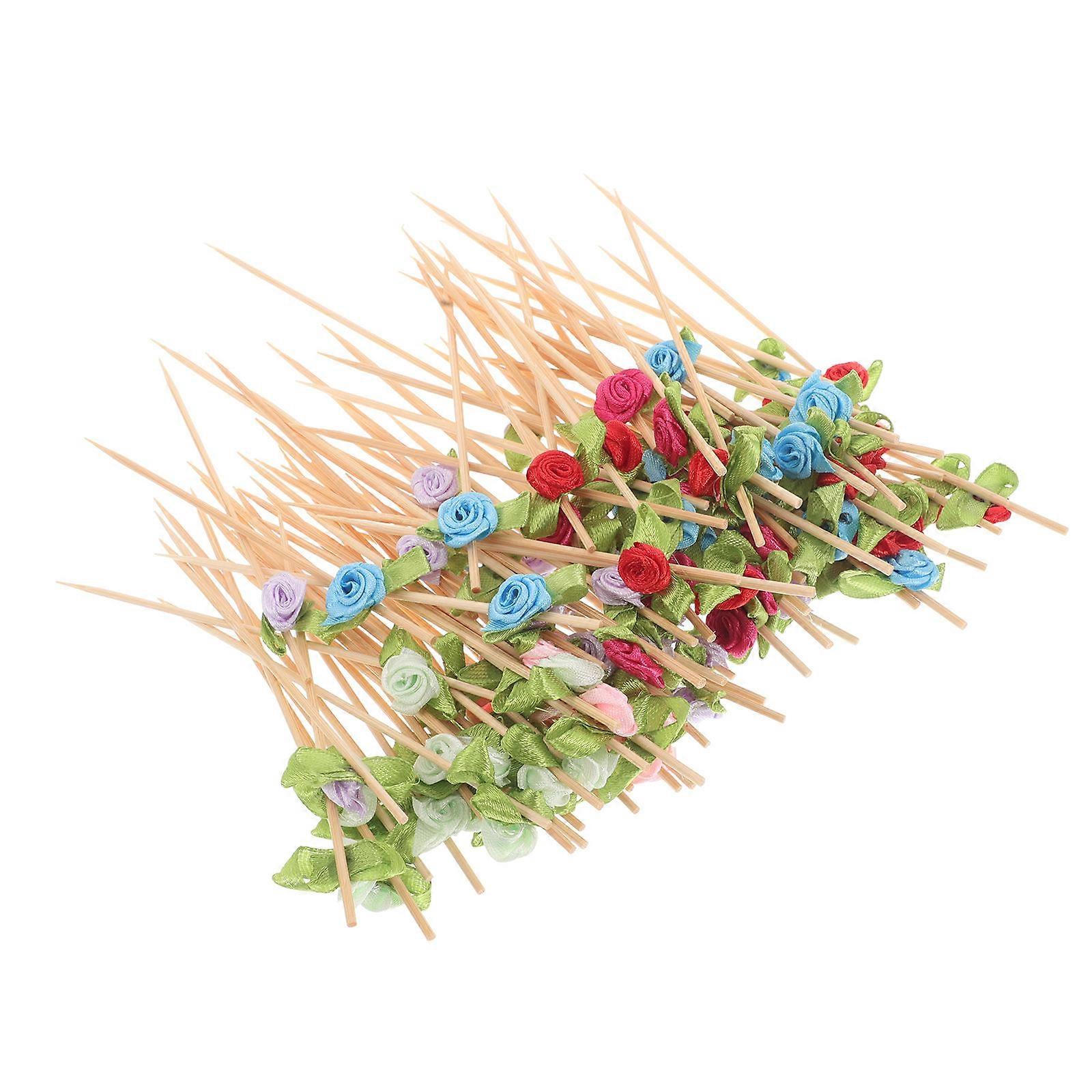 Fancy Long Toothpicks 500 Pcs Appetizer Presentation Sticks For Drinks And Food Multi Color Creative Design Sturdy Picks
