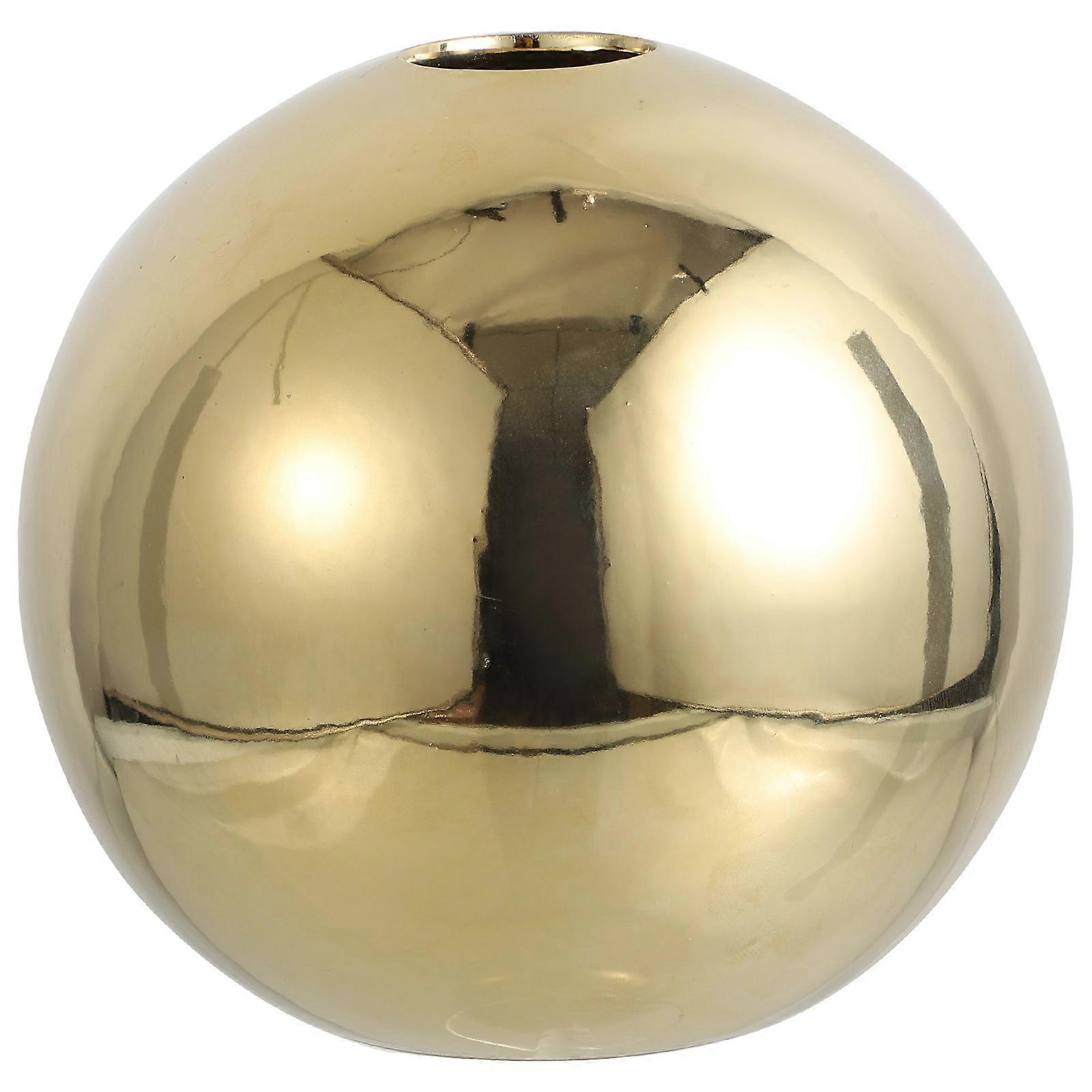 Ceramic Desktop Vase Golden Display Vase Featuring Unique Round Design for Home Use