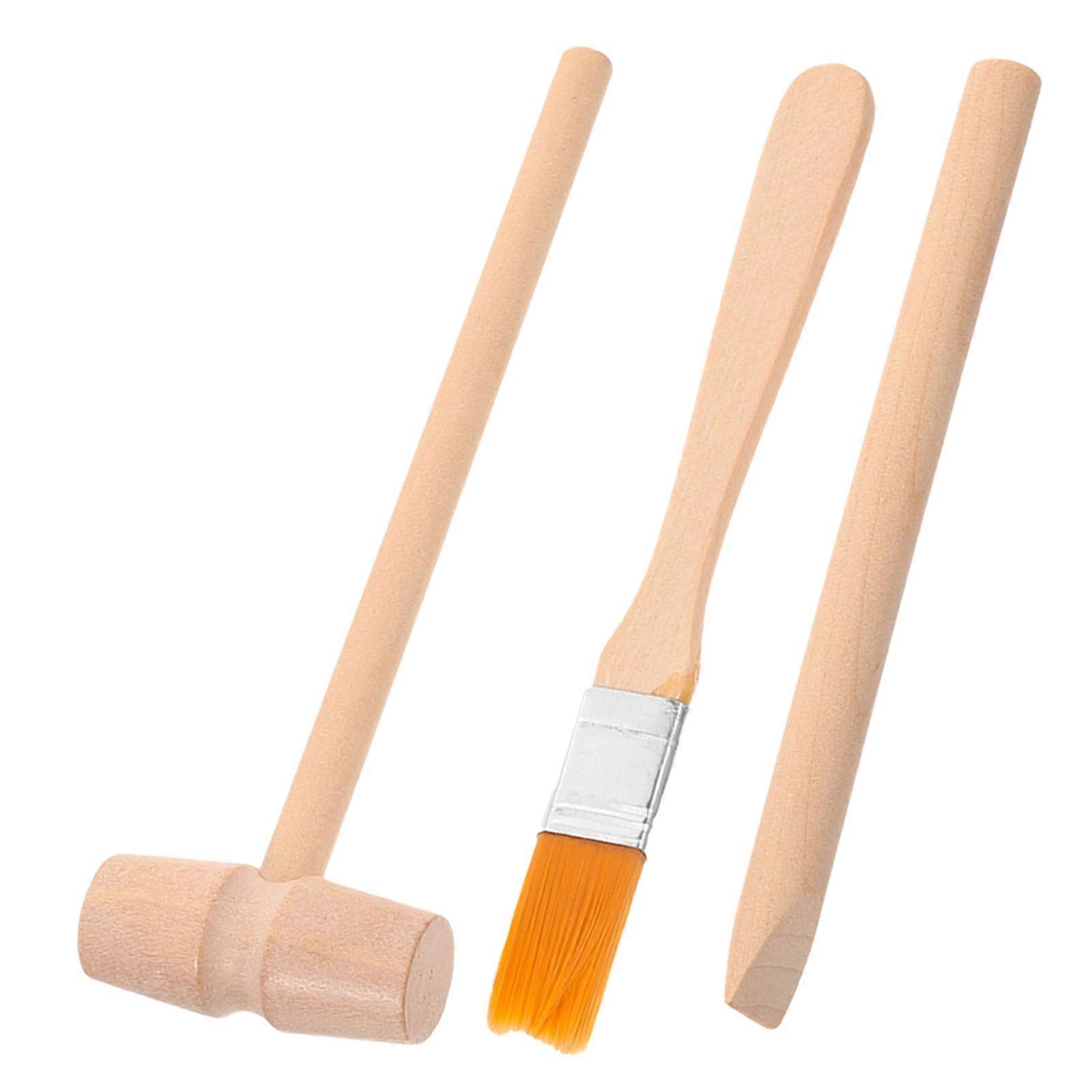 Kids Excavation Kit Wood Digging Hammer Brush 5Sets Set
