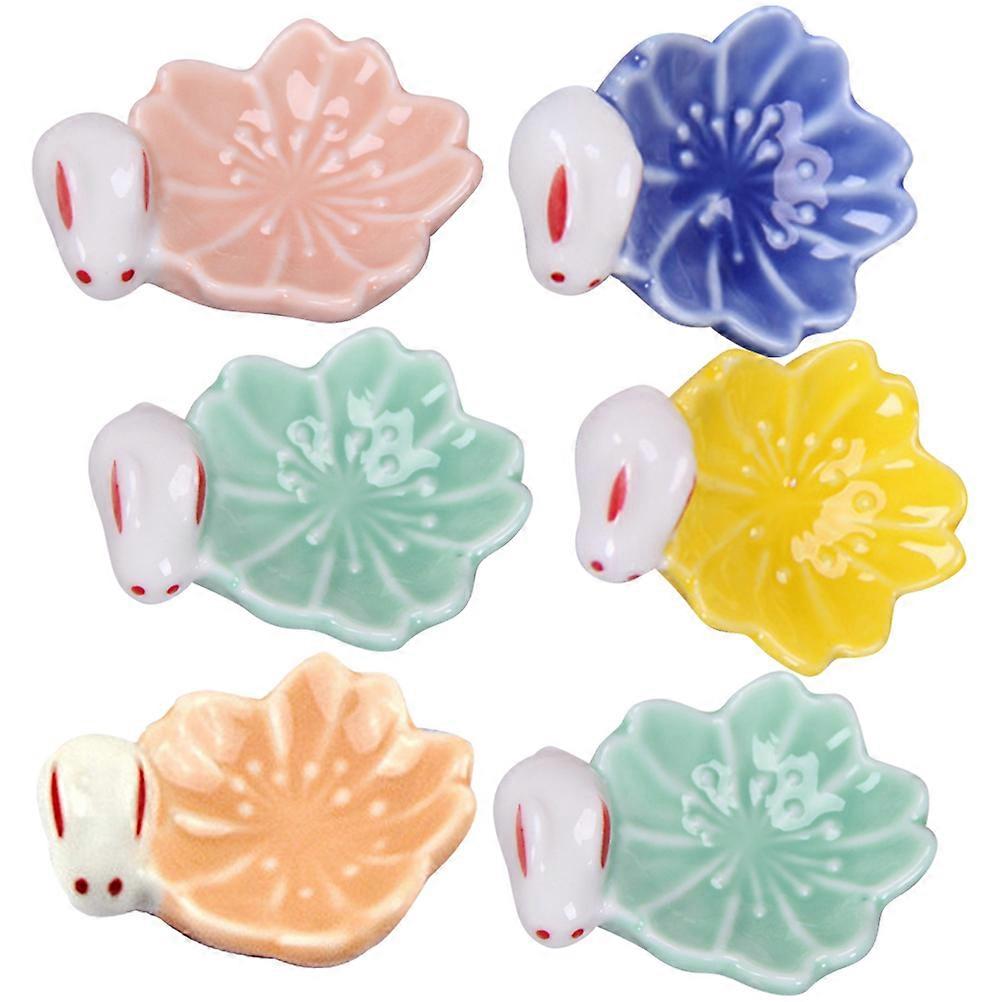Shape Chopstick Rests Elegant Design Home Decoration Ceramic 6Pcs