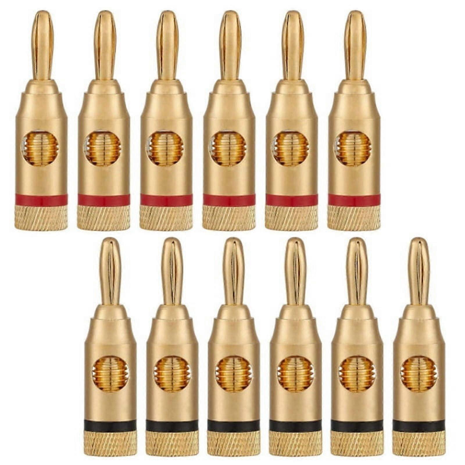 Gold-Plated Banana Plug or Connector (Open Screw Type) (6 Pairs (12 Plugs)) Audio Speaker Wire