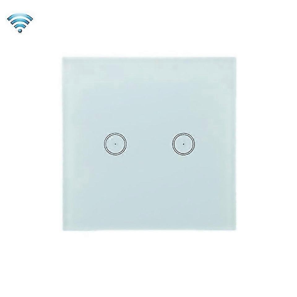 For Wifi Wall Touch Panel Switch Voice Control Mobile Phone Remote Control Model 2 Gang Single Firew