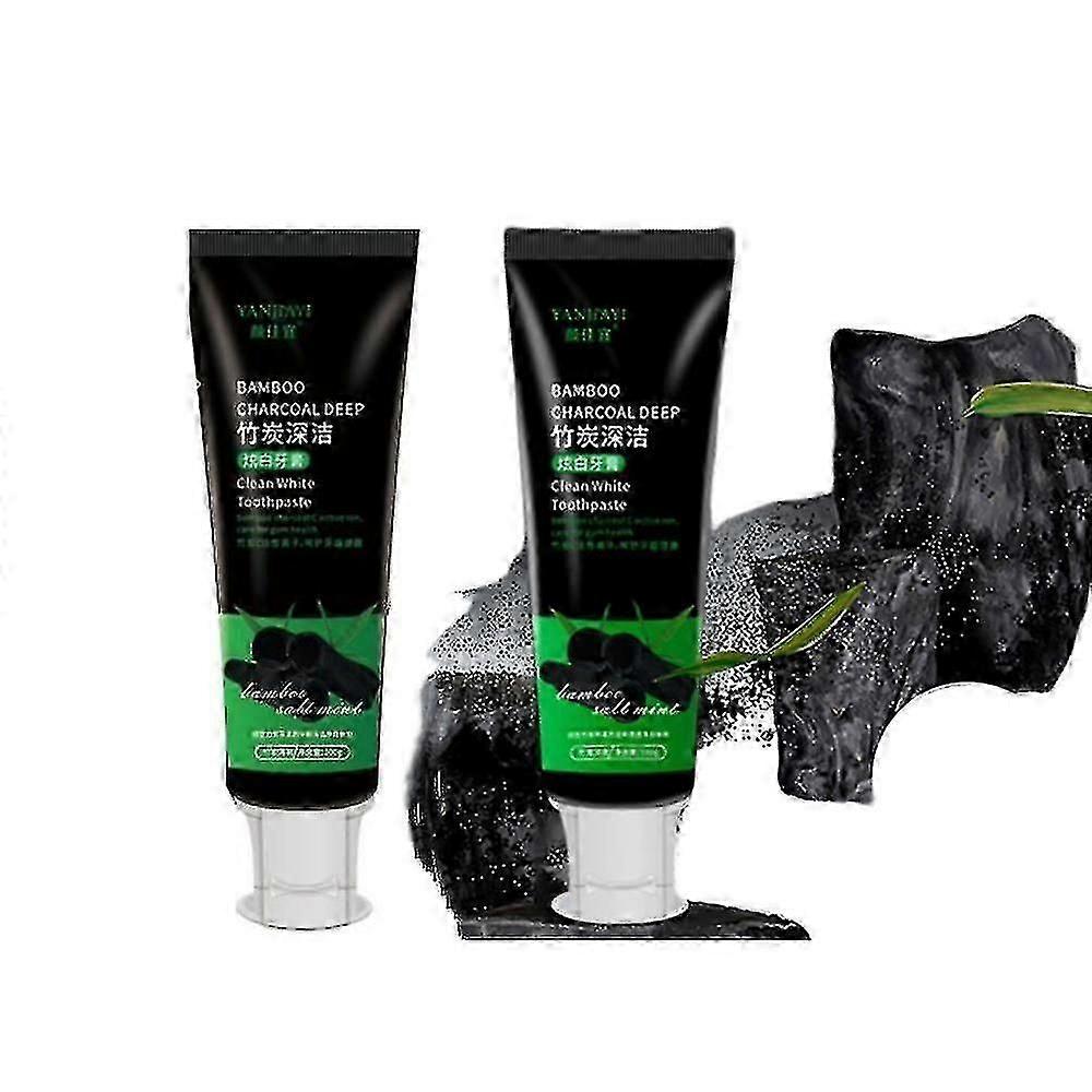 2pcs Bamboo Charcoal Toothpaste For Whitening And Refreshing Breath Activated Carbon Toothpaste For Removing Tooth Stains, Smoke Stains And Odor