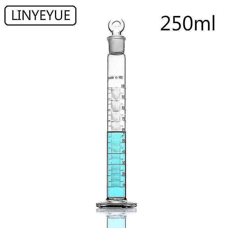 Linyeyue 250ml Glass Graduated Cylinder With Stopper Cap Measuring Glass Cylinder Laboratory Chemist