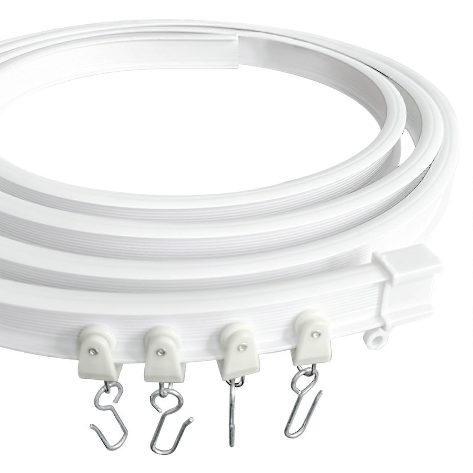 Flexible Bendable Ceiling Curtain Track 1m (3.2ft) Ceiling/Wall Mount for Curved Shower Curtain RV Sliding Track White