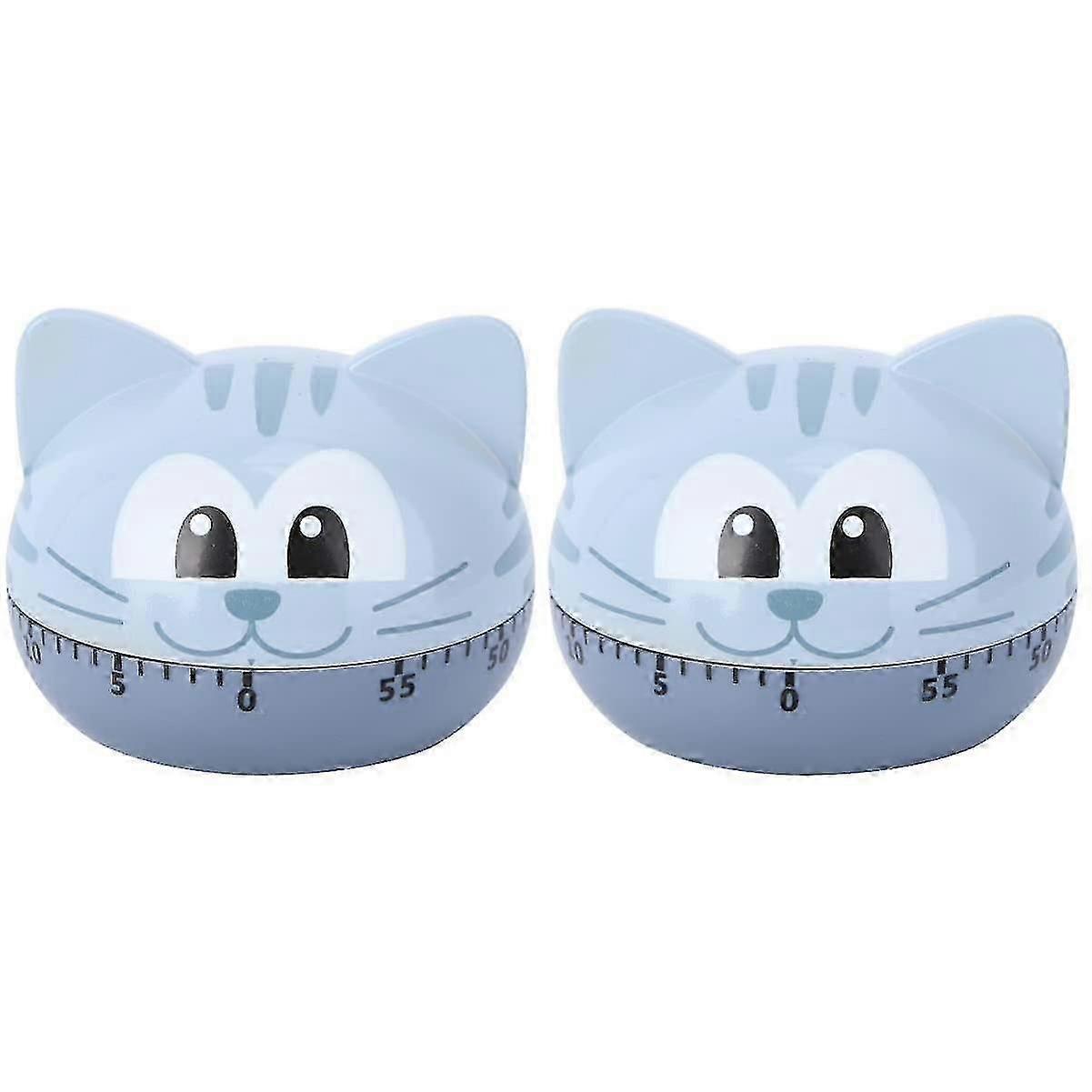 Kitchen Countdown Timer Mechanical Kitchen Timer Classroom Alarm Countdown Cute Timer Reminder Cute Cat Shape (2pcs)