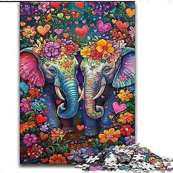 Jigsaw Puzzles for Adults And Teens Elephant Couple Jigsaw,Vibrant And Unique Design Relaxing & Challenging Puzzle Experience - PT 880