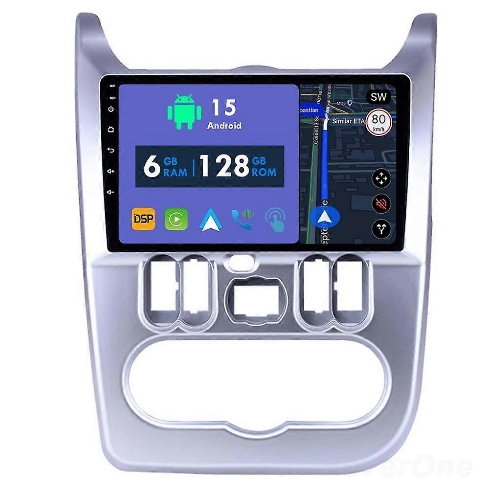 Car Radio 6G+128G CarPlay GPS Navigation Head Unit for Renault Logan 1 Sandero 2009 - 2015 for Dacia Duster 2010 - 2017 Android Auto Bluetooth