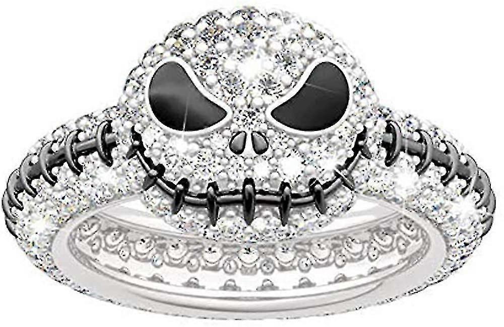 Stainless Big And Heavy Skull Ring Rhinestone Black Silver Colour Ring