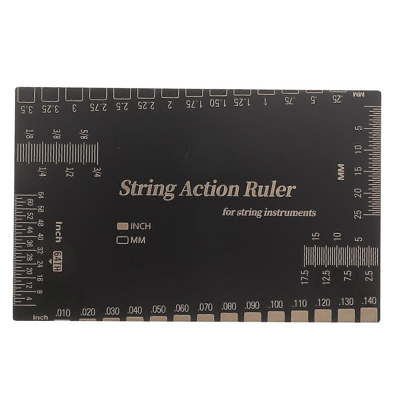 Guitar Action Gauge: Stainless Steel String Height Gauge Ruler For Fret Leveling & String Distance Measuring At Home Or Studio