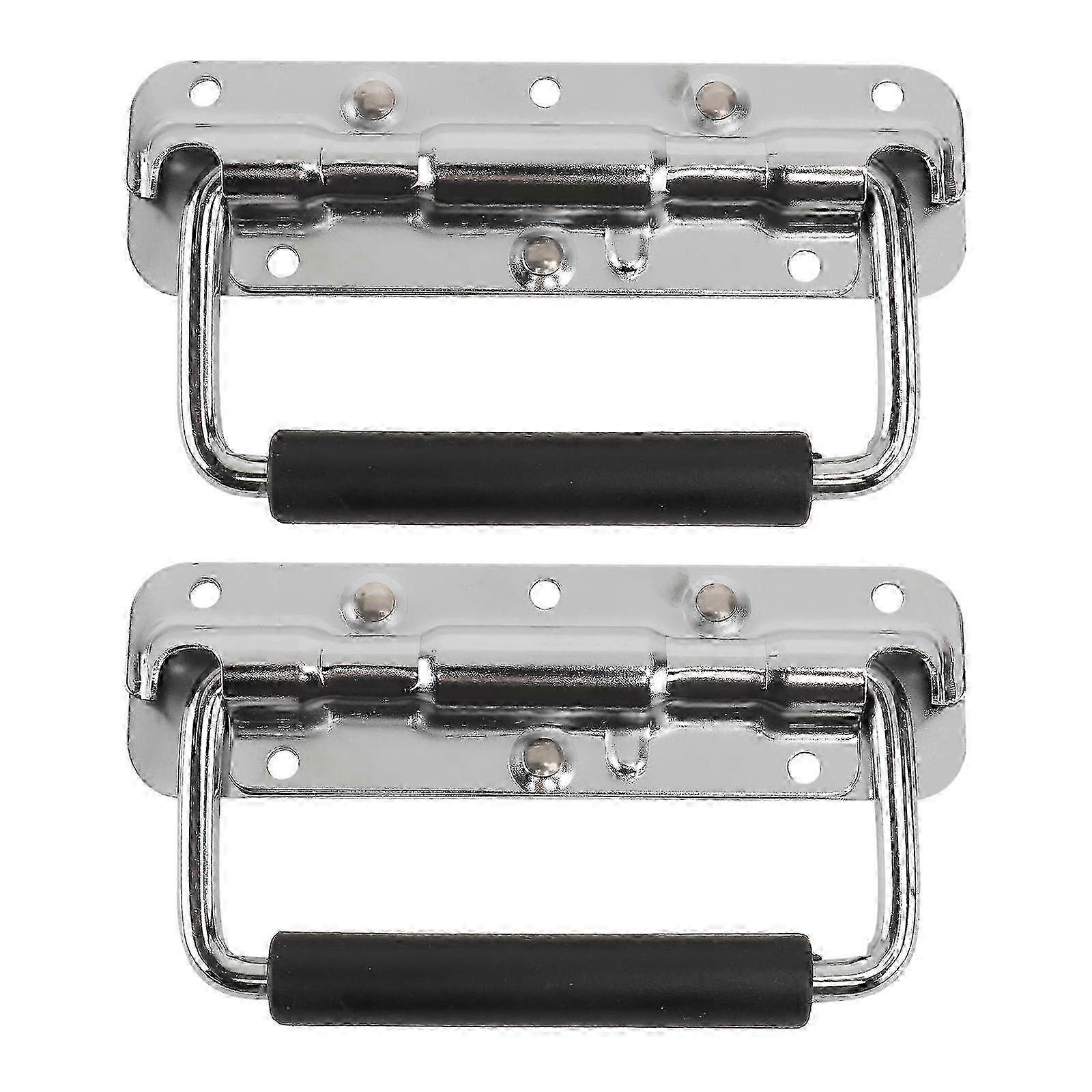 2Pcs Flight Case Handles Folding Case Knob with Spring Shell-free Handles Silver s