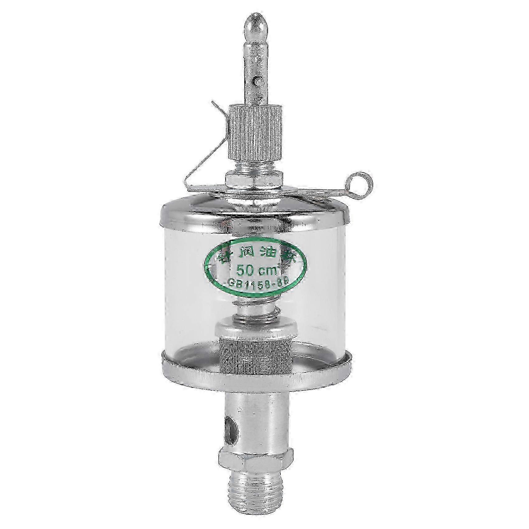 50mL Engine Machine Lubricator Oil Drip Feed Oiler Clear+Silver Drip Feed Oiler TOP