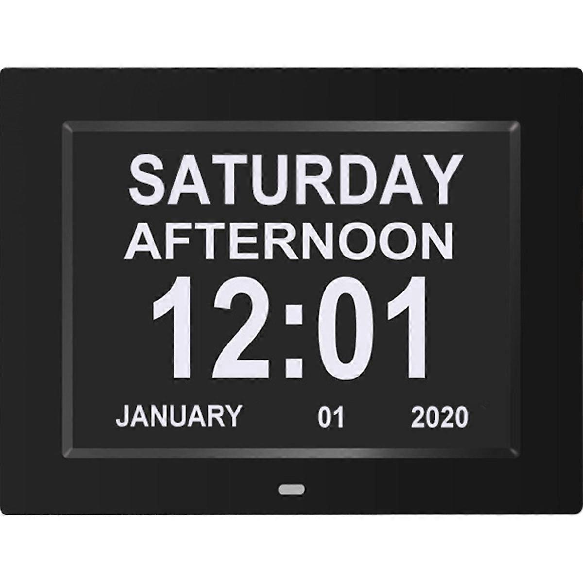 Qenwkxz Day Calendar Clock Multifunctional Extra Large Dementia Digital Clock with 5 Alarms Black