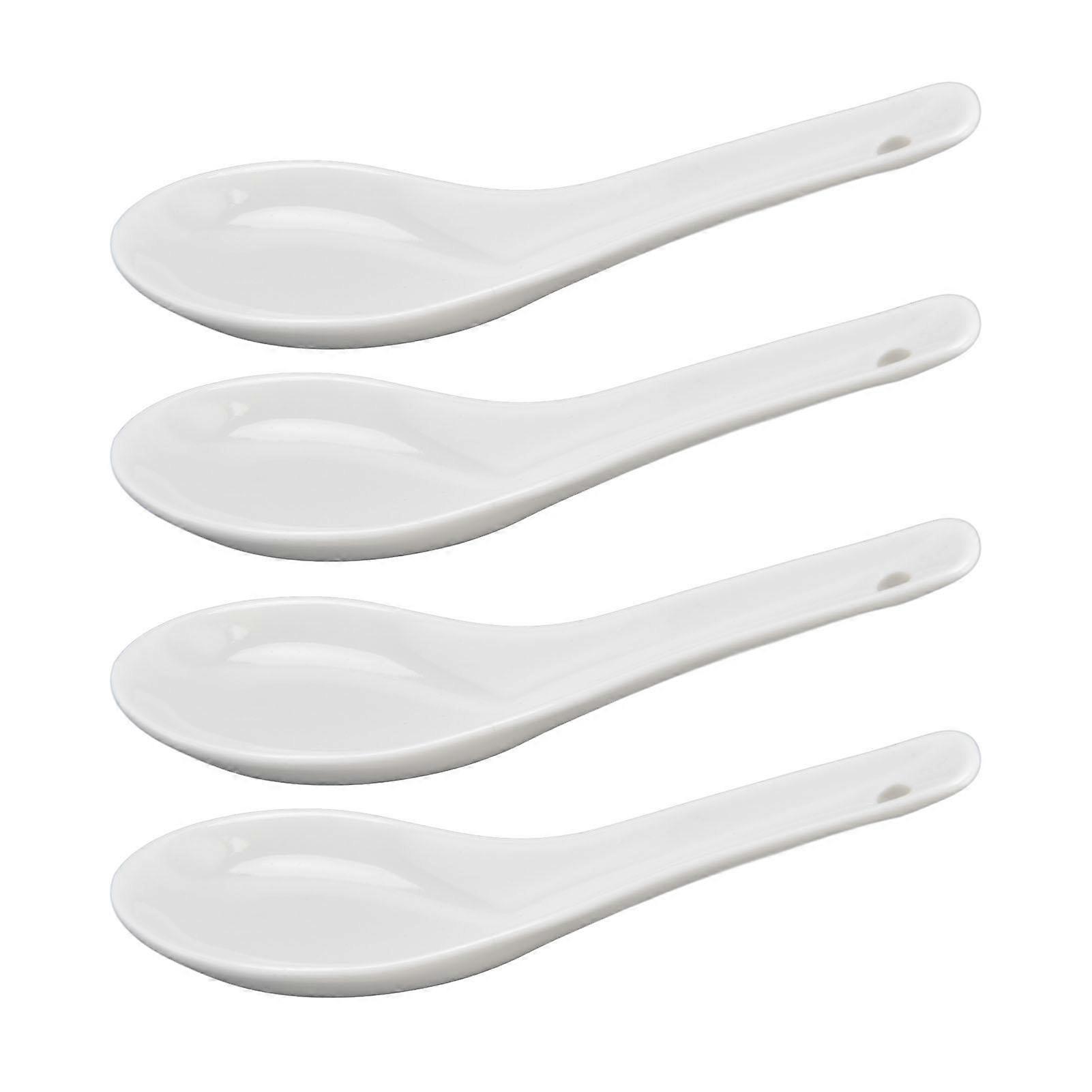Ceramic Spoon Fine Workmanship Simple Elegant Long Handle Ceramic Material Chinese Soup Spoons