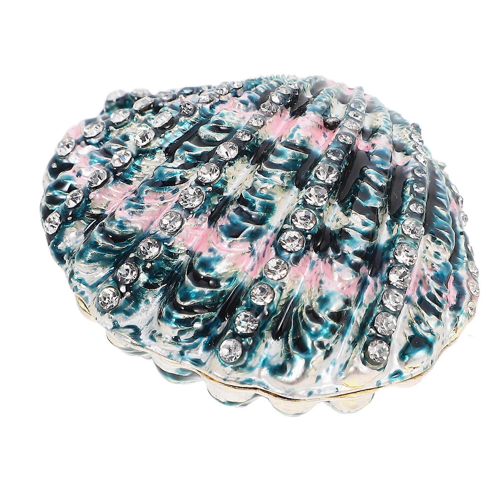 Shell Shaped Trinket Box for Storage Rhinestone Seashell Jewelry Organizer