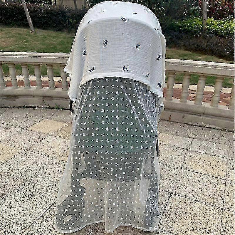 Stroller Mosquito Net Multifunctional Cotton Breathable Soft Cartoon Pattern Cute Stroller Sunshade