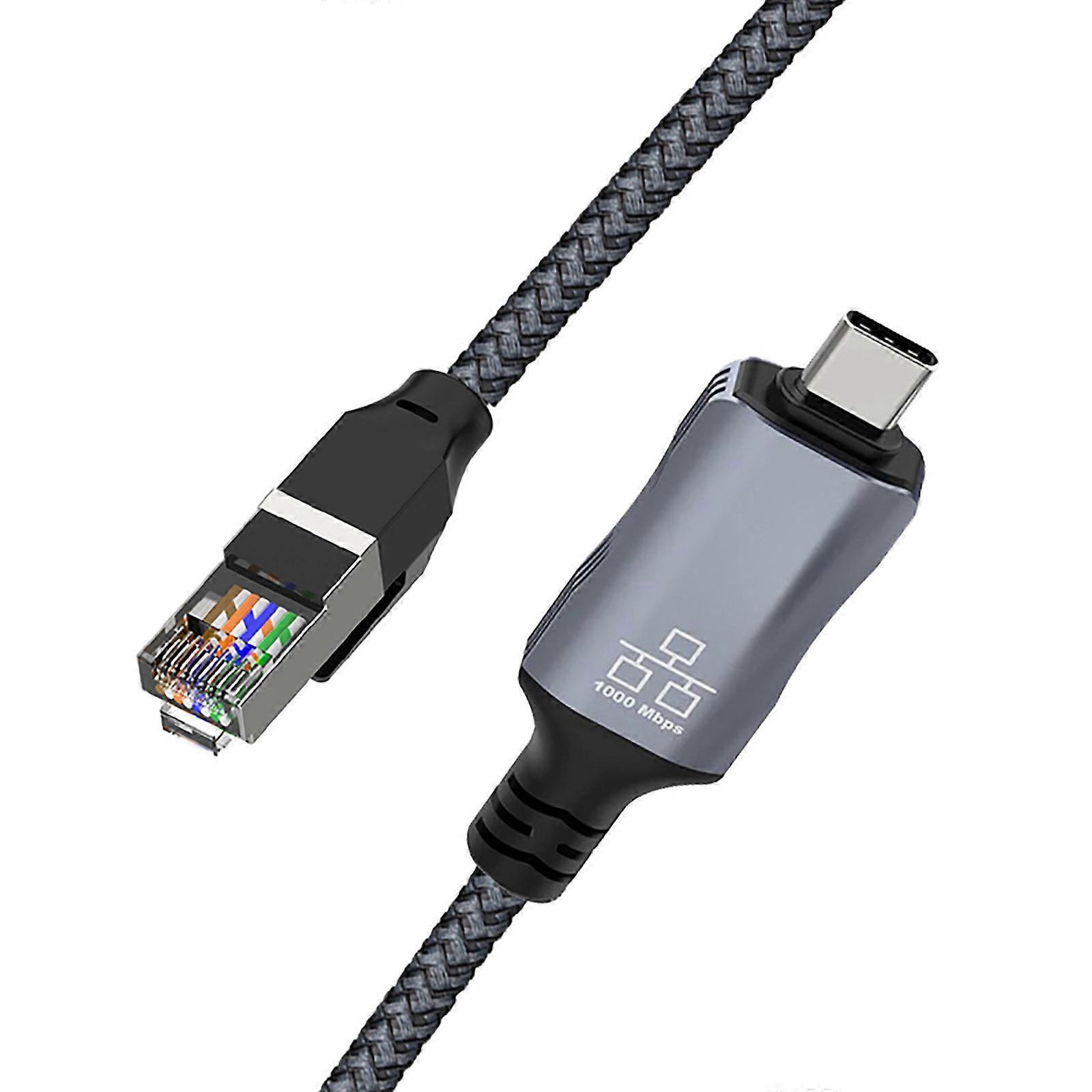 Gigabit Speed USB C to RJ45 Networking Cable Wire Line 1.8m Braided Design for Laptop Tablet Internet Access Multicolor