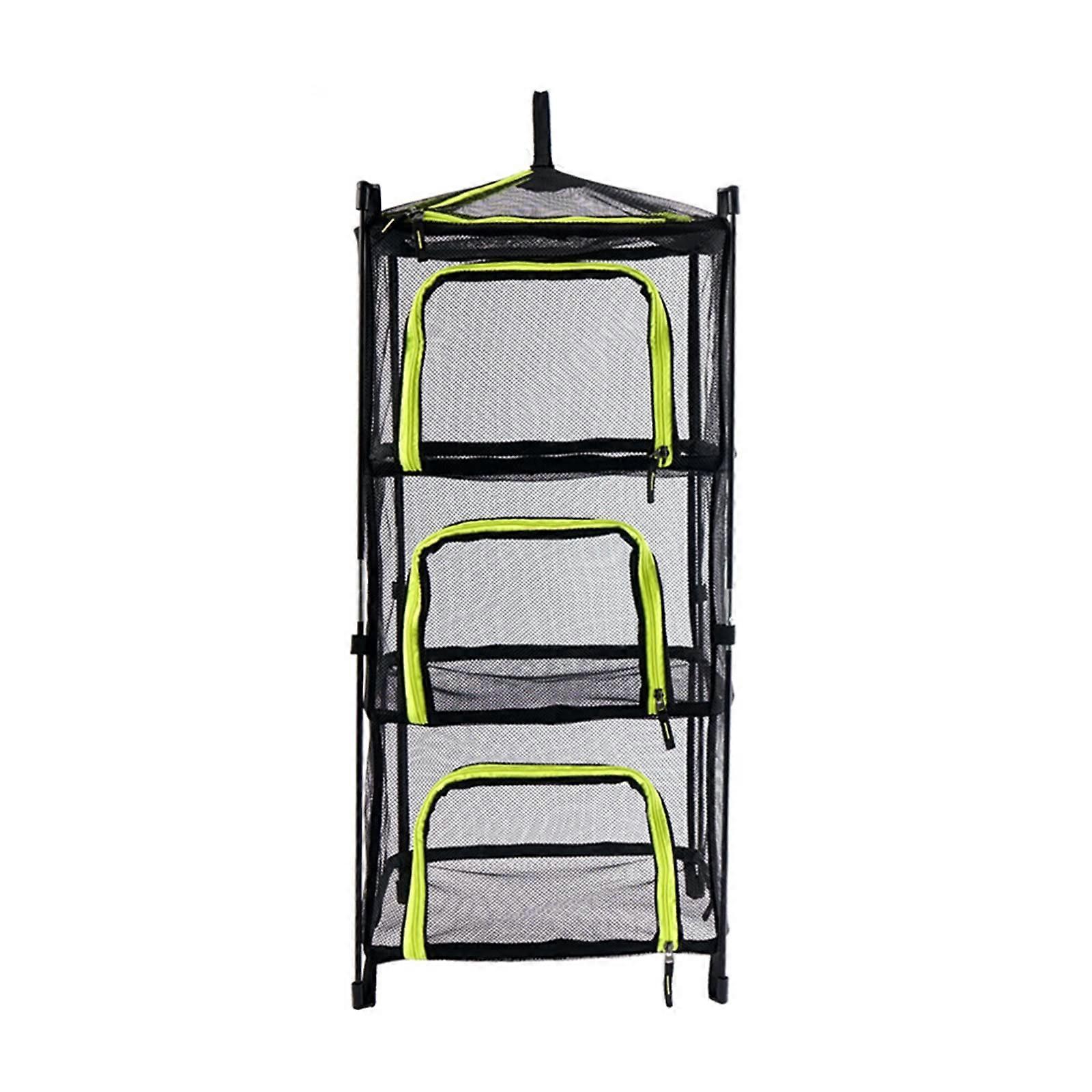 4 Layer Collapsible Mesh Hanging Drying Rack For Clothes And Food Dehydration, 92x39cm, Green