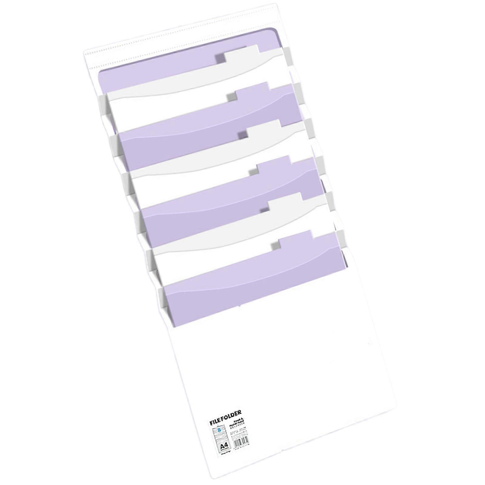Recyclable A4 Document Hold Foldable Multi Compartment Design School Office Organization Organiser  Purple