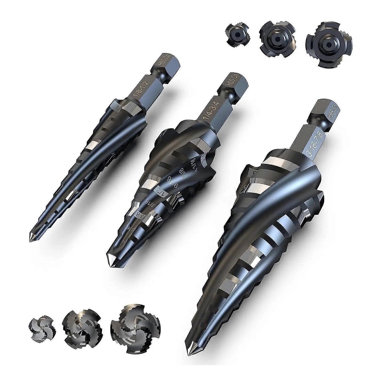 Step Drill Bit M35 HSS TiAIN Coated 4 Spiral Flute 1/8'1/2' 1/4' Shank Cone Hole Cutter